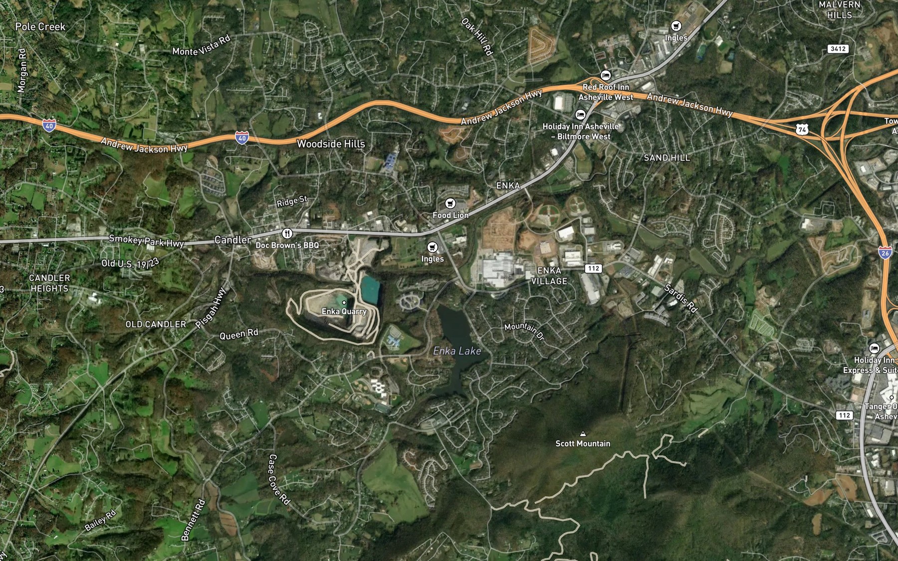 Satellite map of the Bill Moore Creek