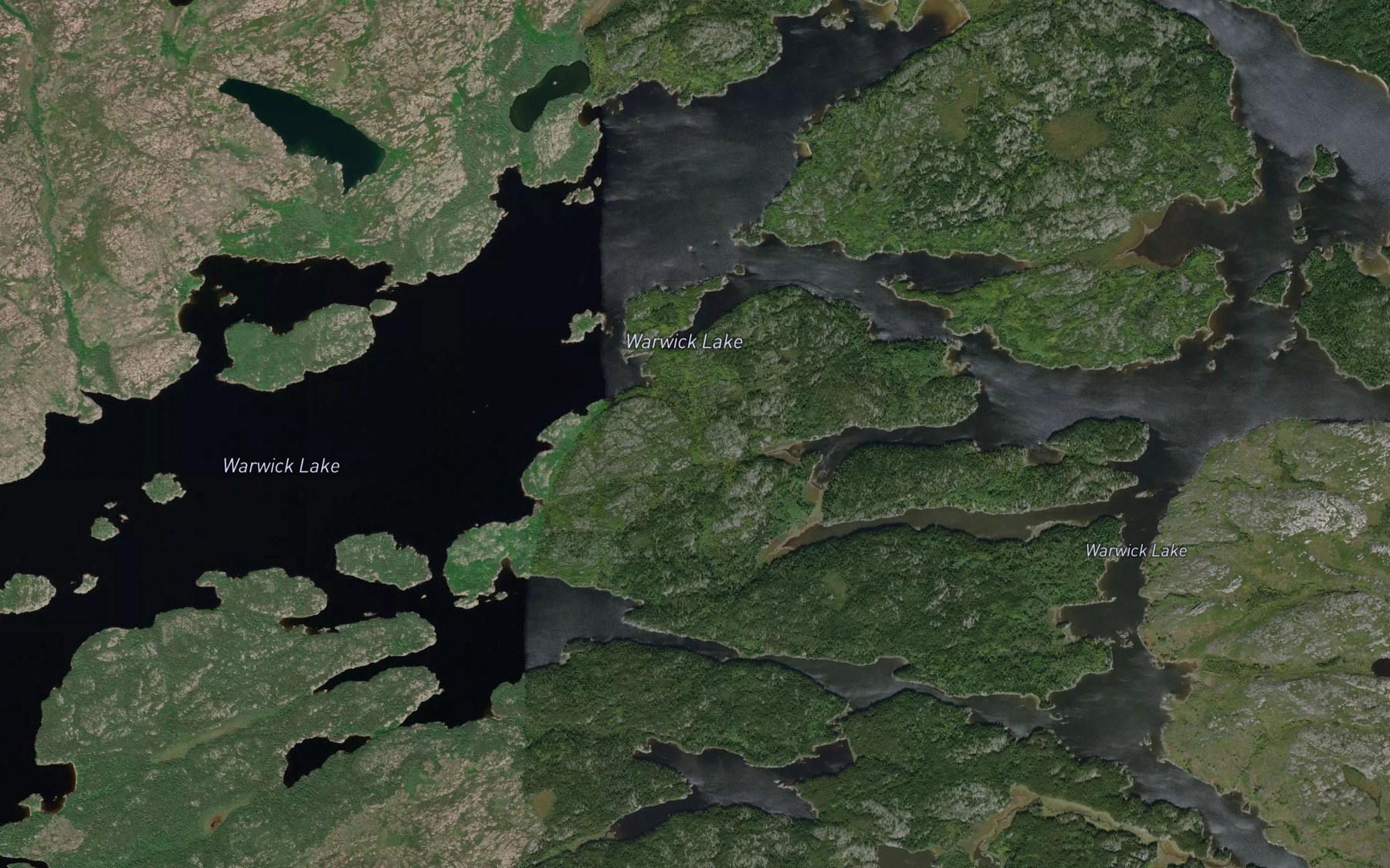 Satellite map of the Warwick Lake