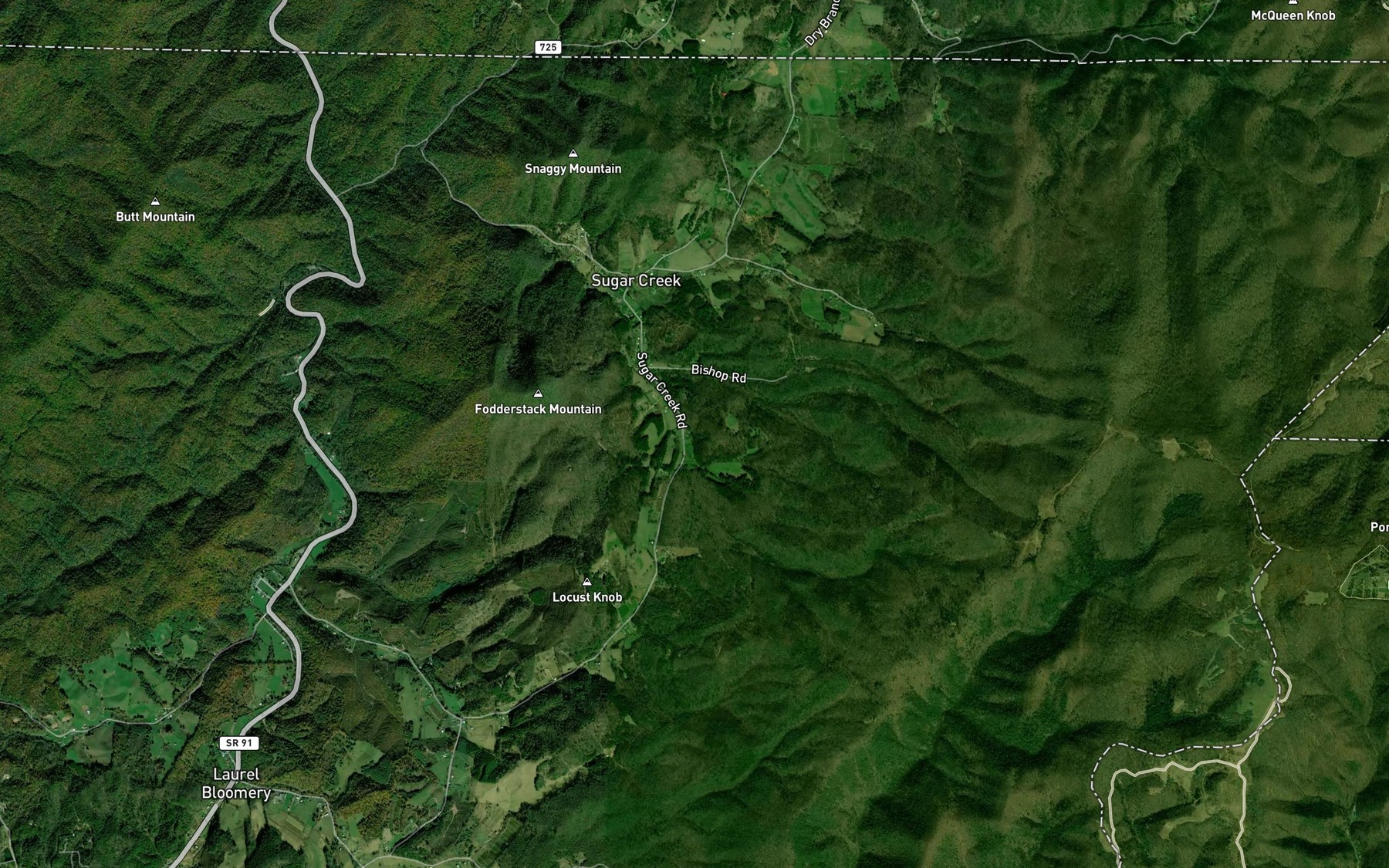 Satellite map of the Cave Spring