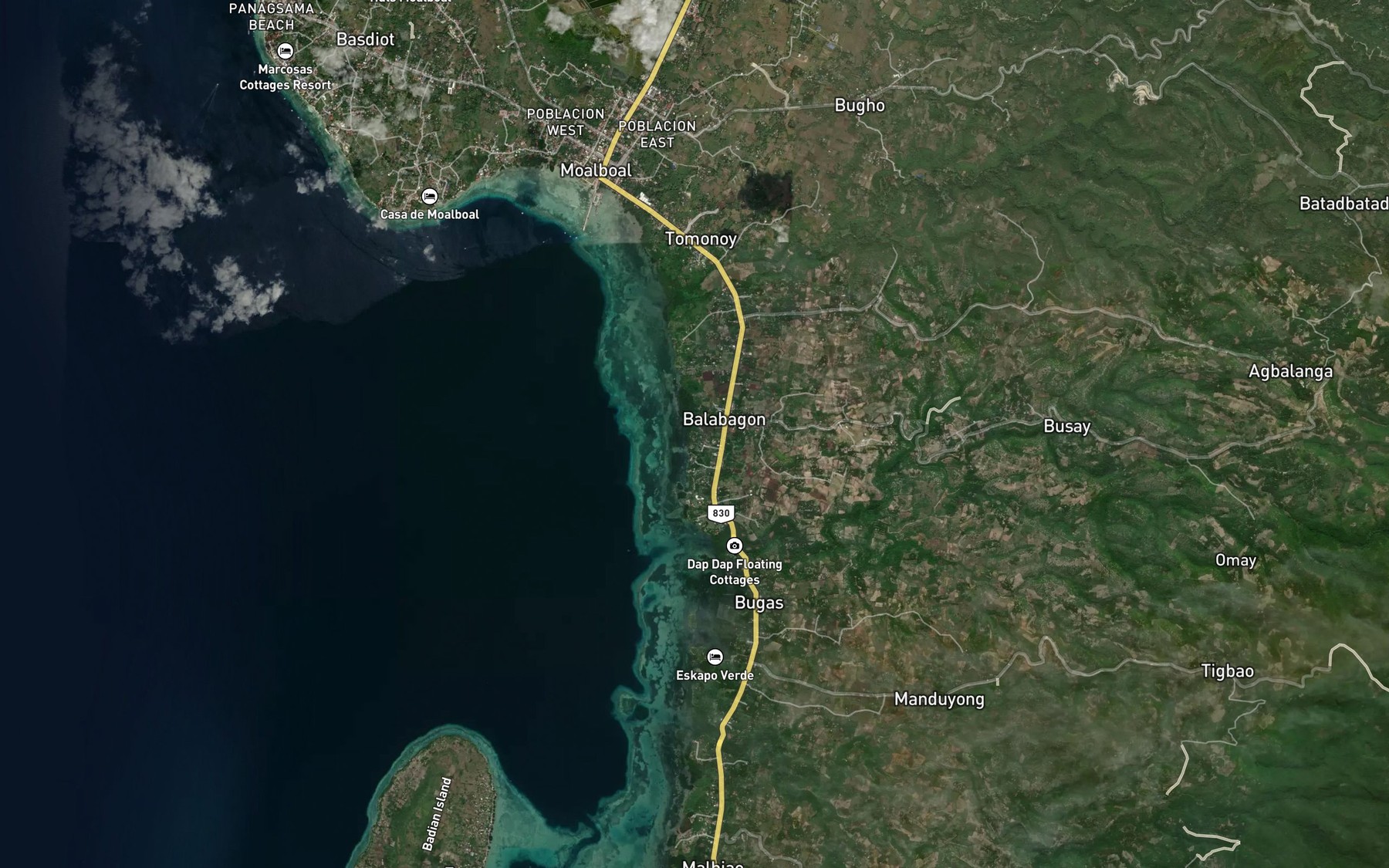 Satellite map of the Bugas River