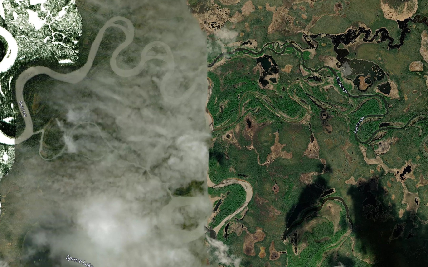 Satellite map of the Red Slough