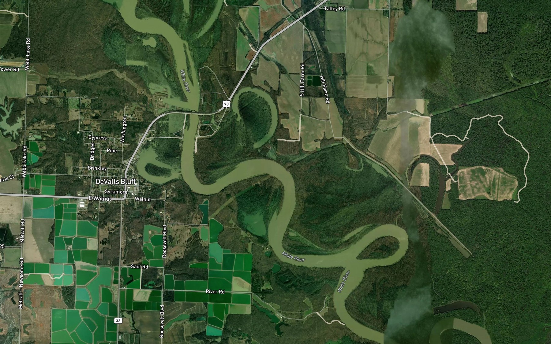 Satellite map of the Berden Slough Bend