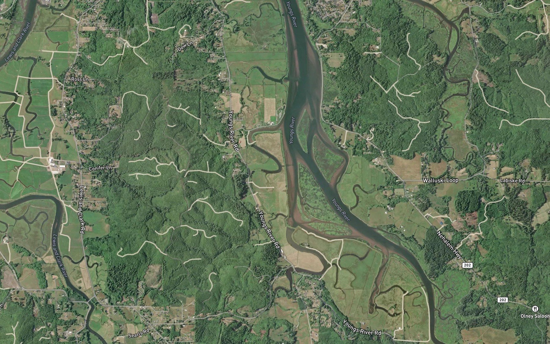 Satellite map of the Binder Slough