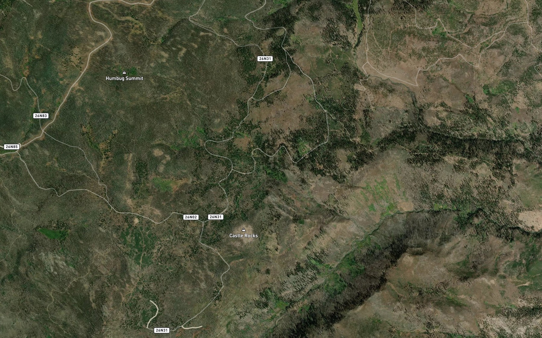 Satellite map of the Panhandle Creek