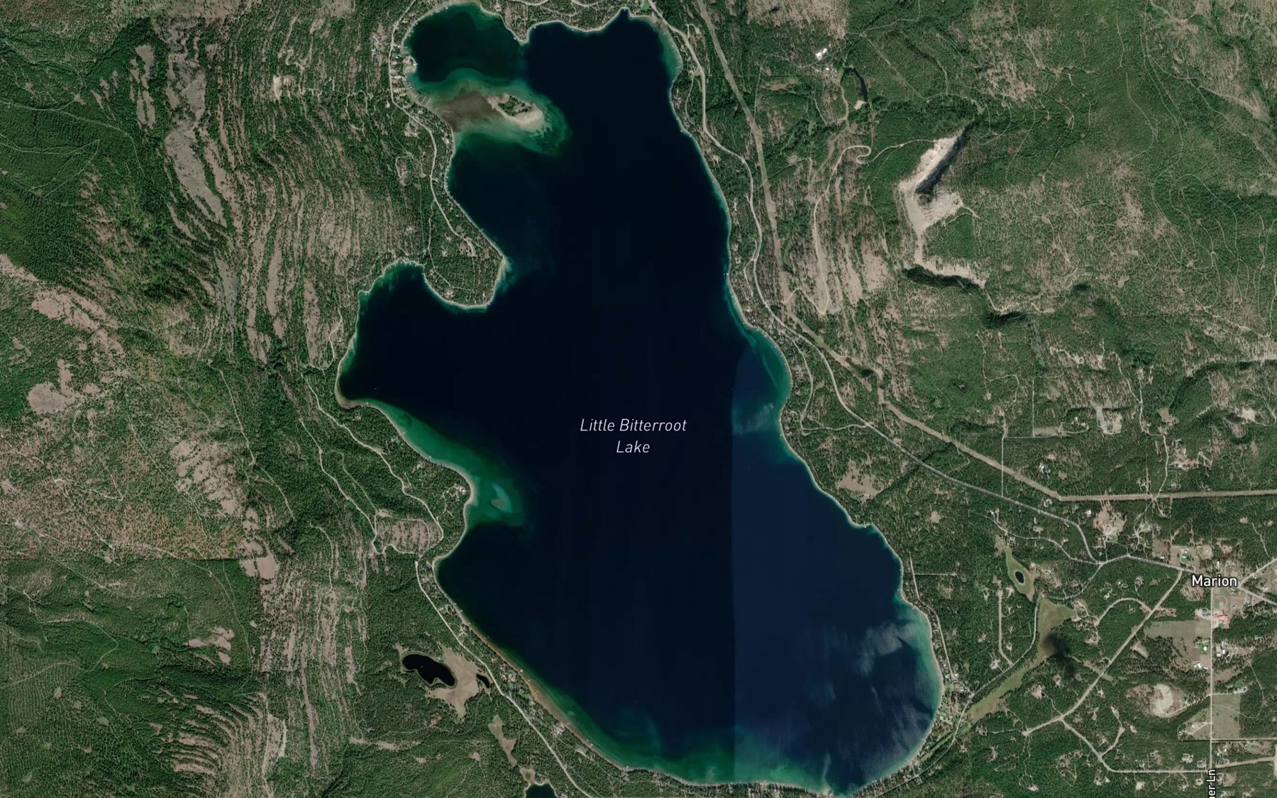 Satellite map of the Little Bitterroot Lake