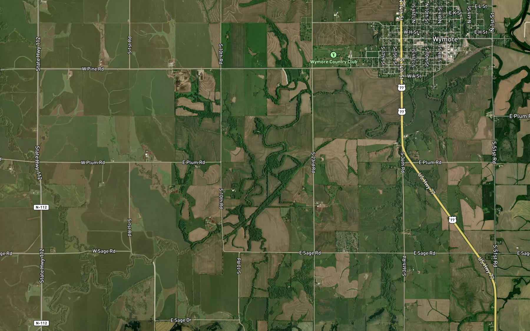 Satellite map of the Otoe Creek