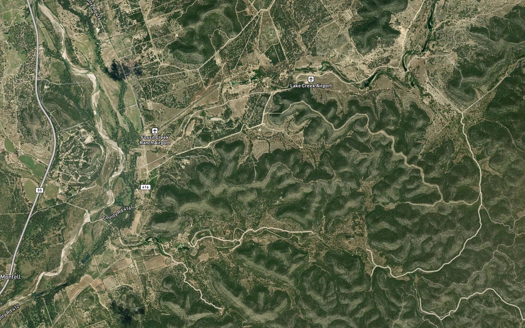 Satellite map of the Spring Creek Spring