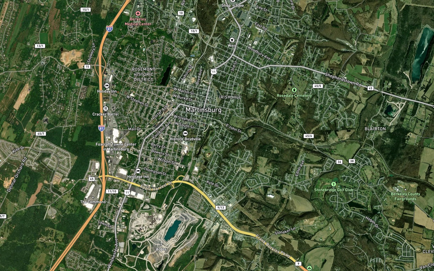 Satellite map of the Martinsburg Water Supply Spring