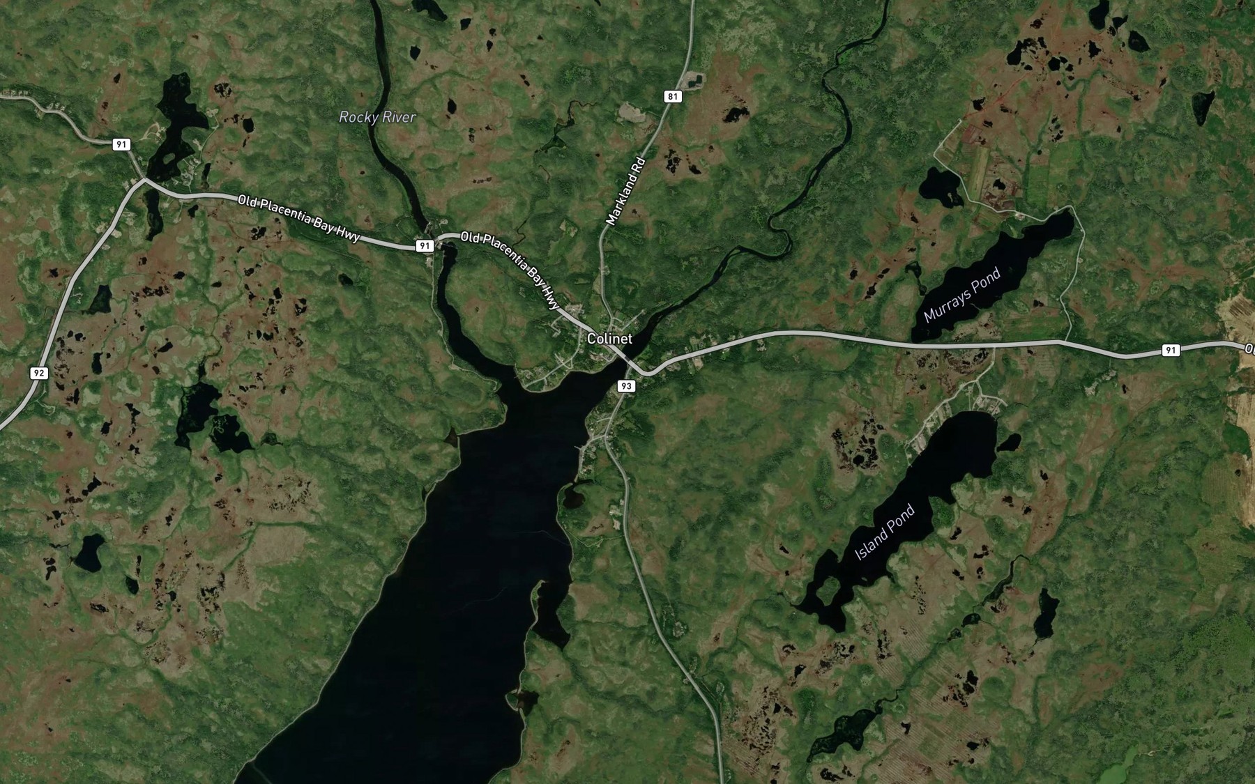 Satellite map of the Murrays Brook