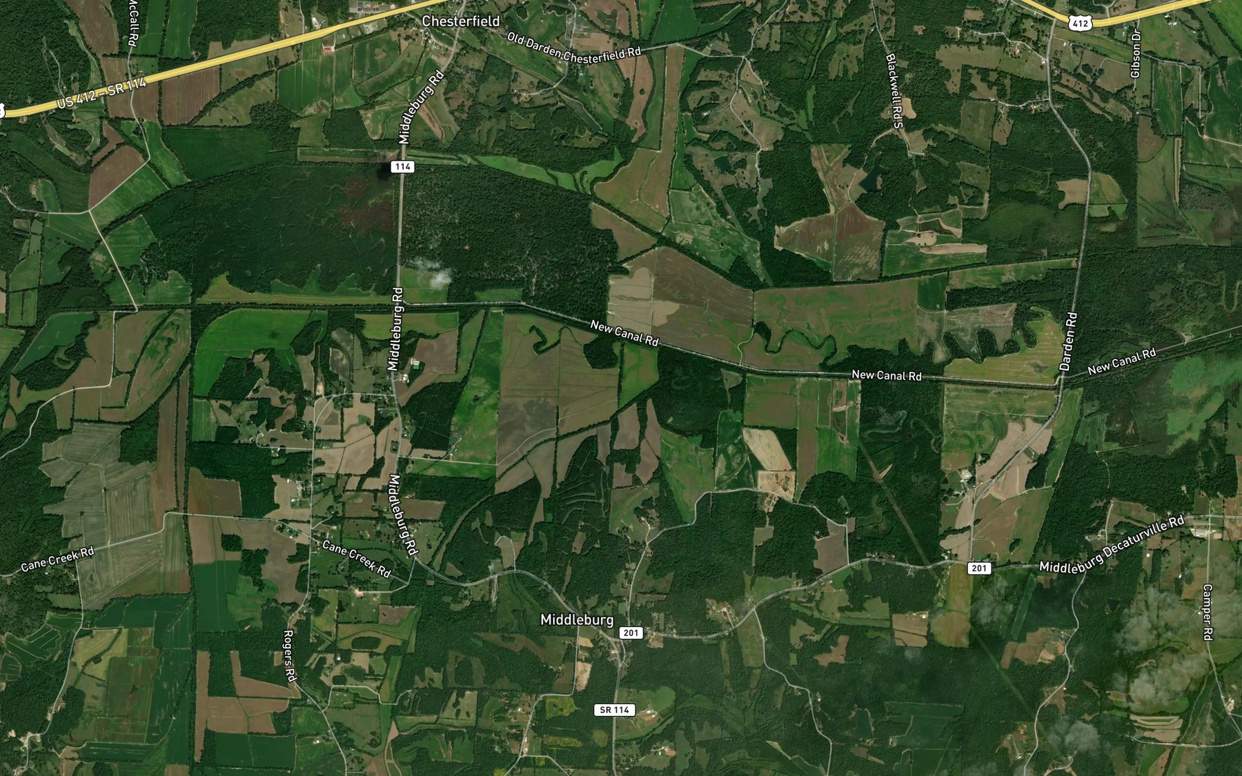 Satellite map of the White Branch