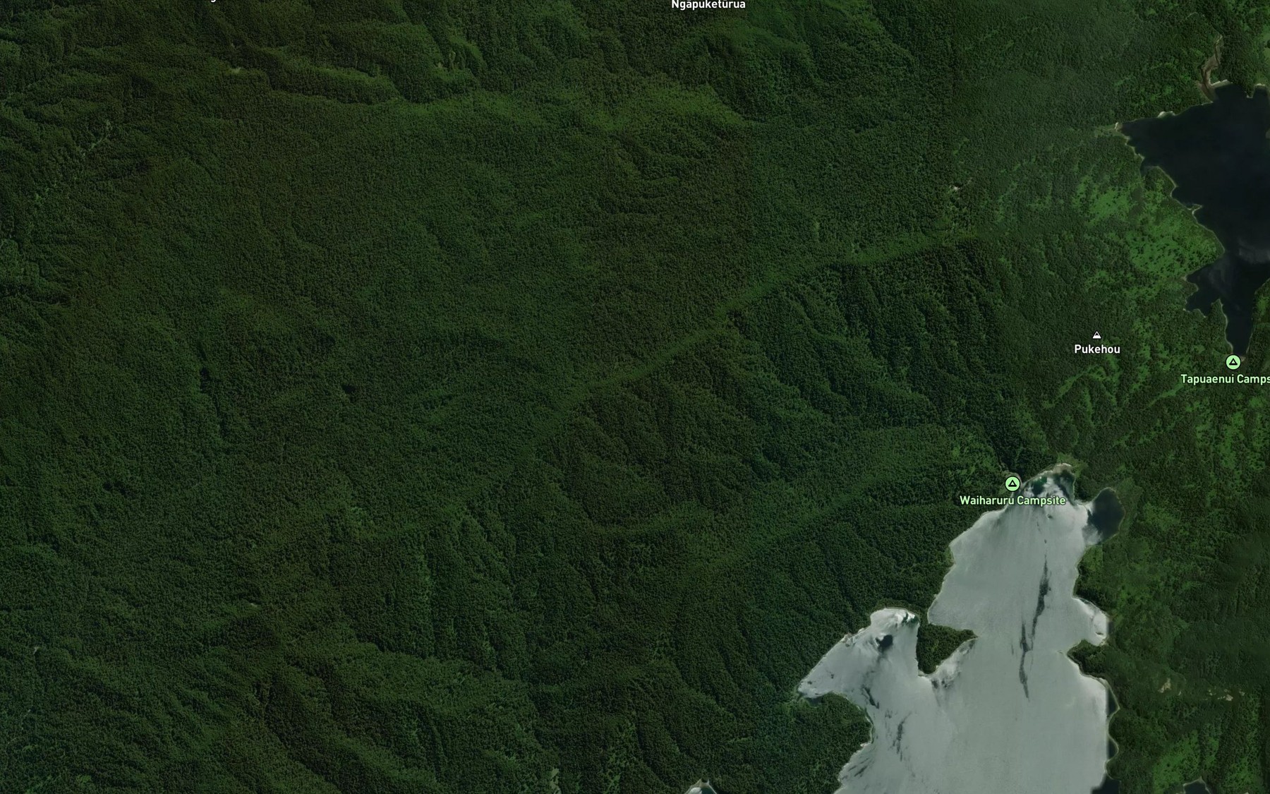 Satellite map of the Waiharuru Stream