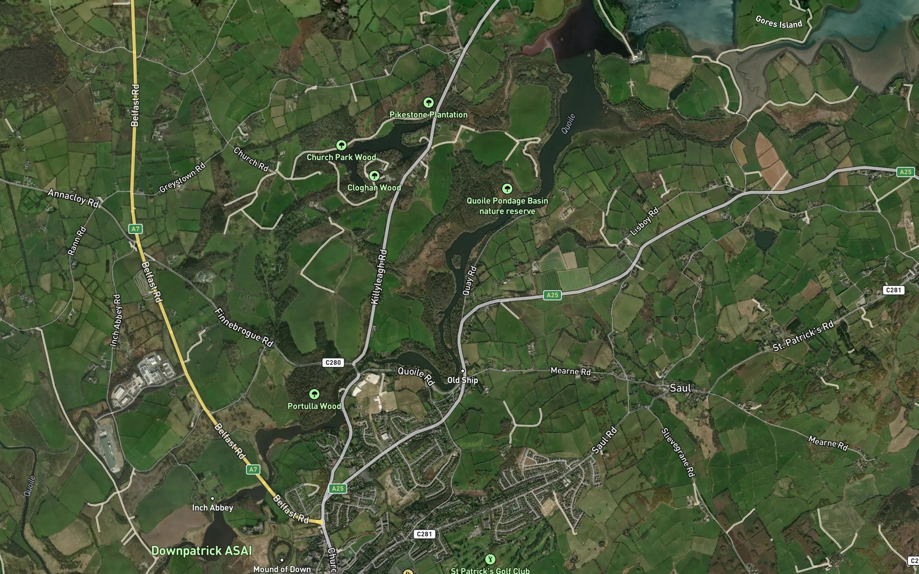 Satellite map of the Quoile River
