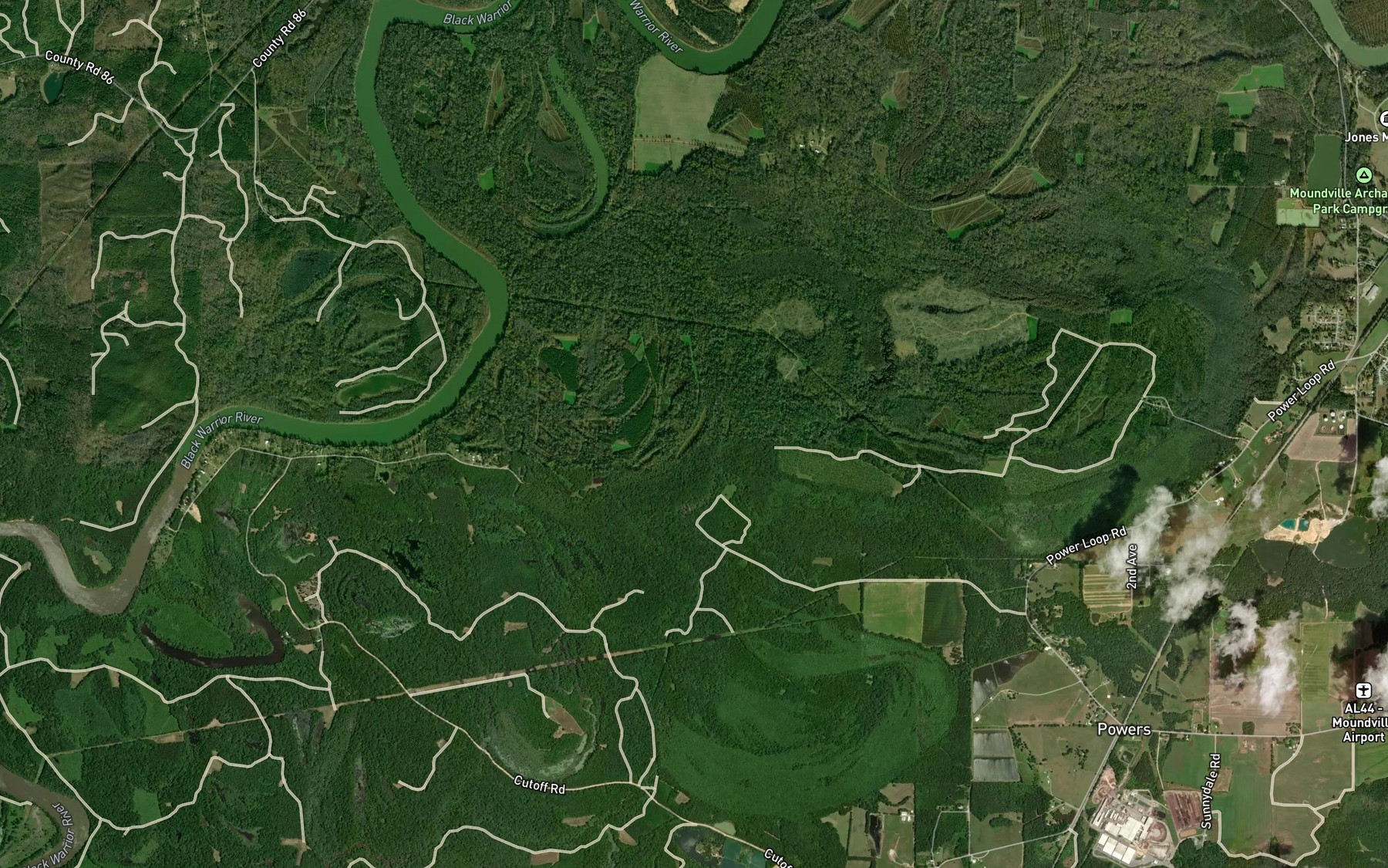 Satellite map of the Little Keaton Lake