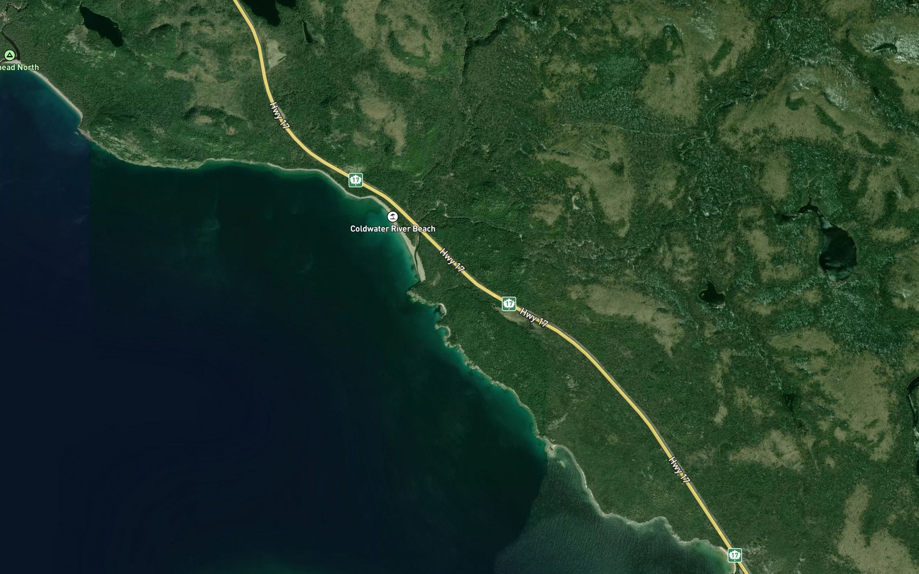 Satellite map of the Coldwater River