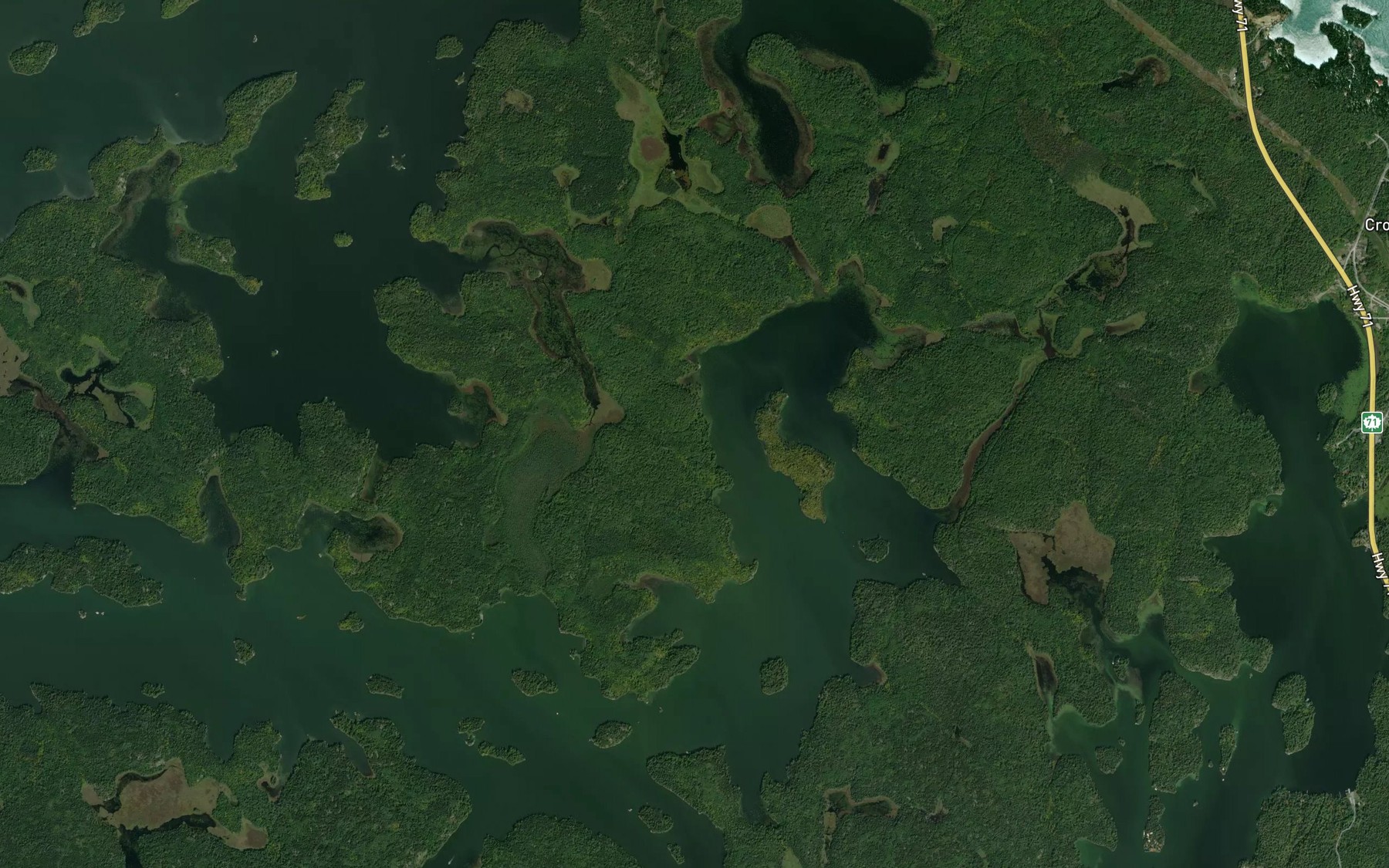 Satellite map of the Stony Portage Bay