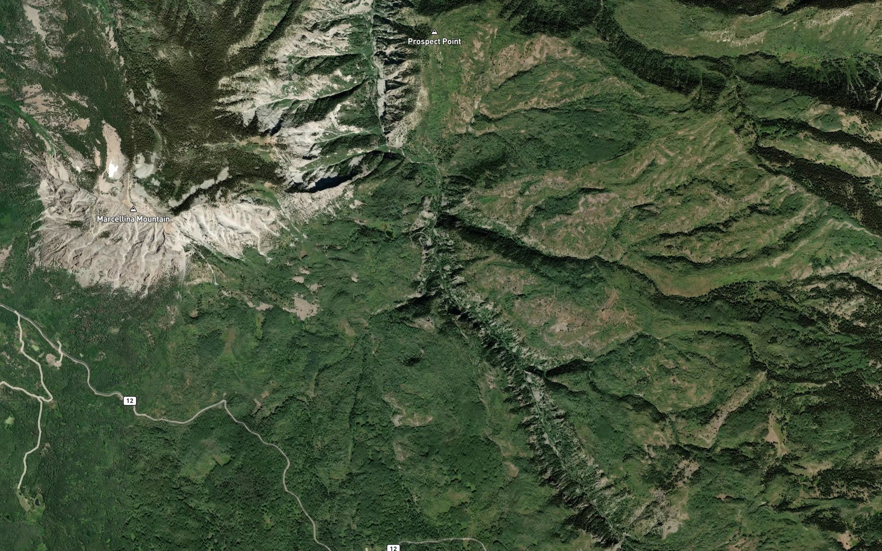 Satellite map of the Trout Creek