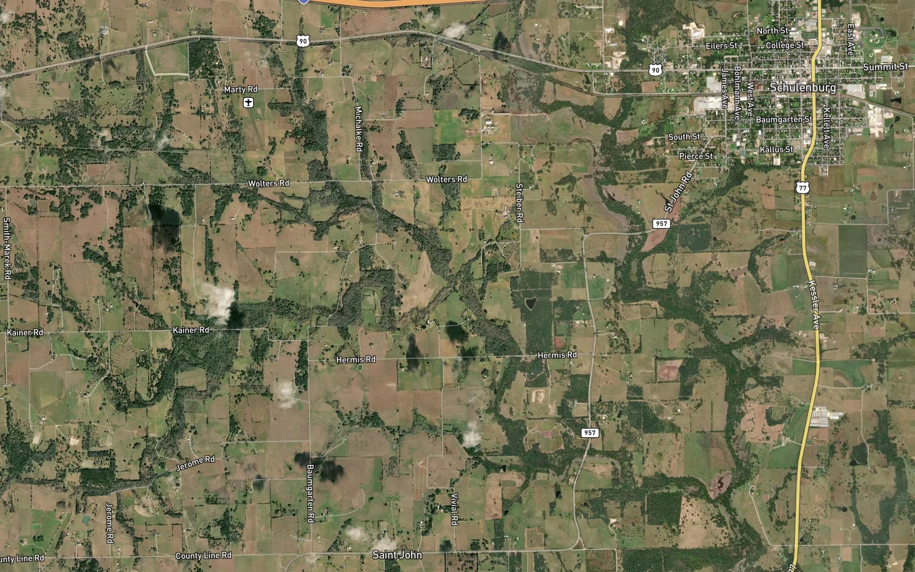 Satellite map of the Brushy Creek