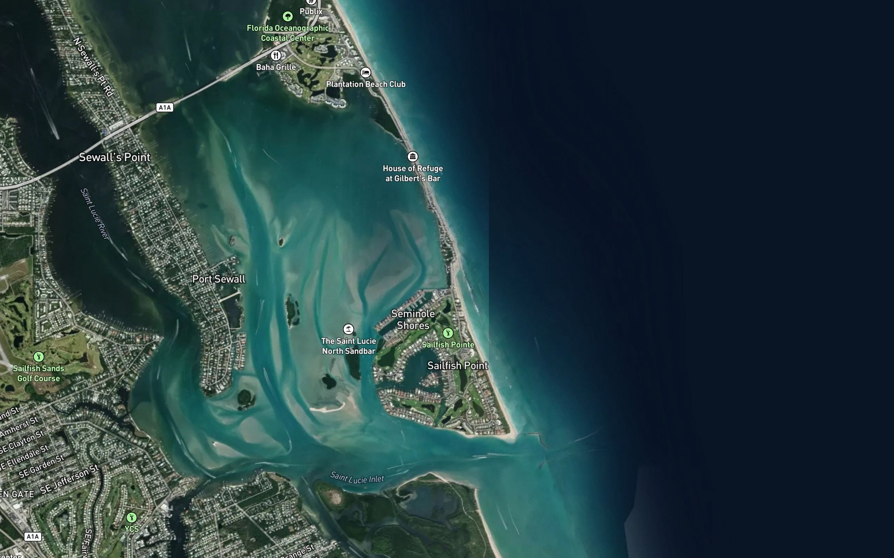 Satellite map of the Bessie Cove