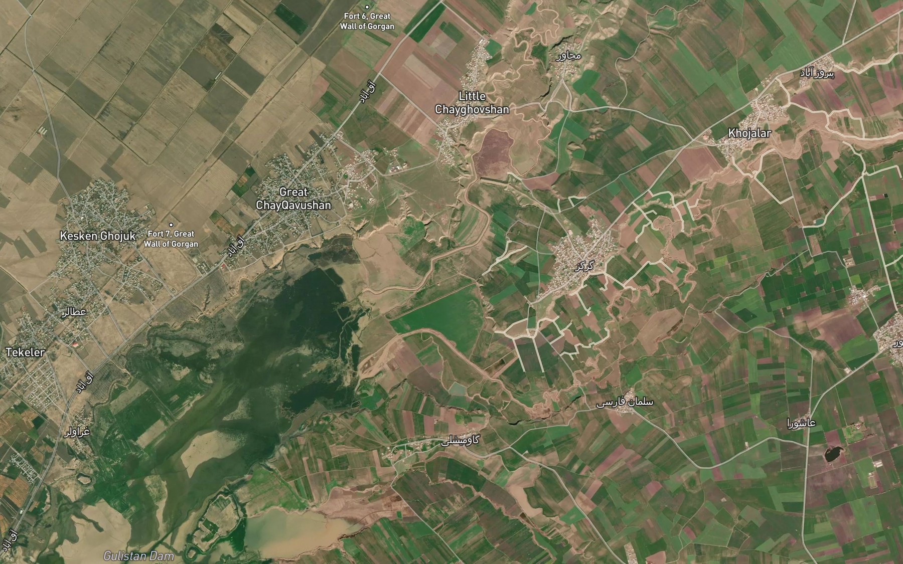 Satellite map of the Rudkhaneh-ye Dugh
