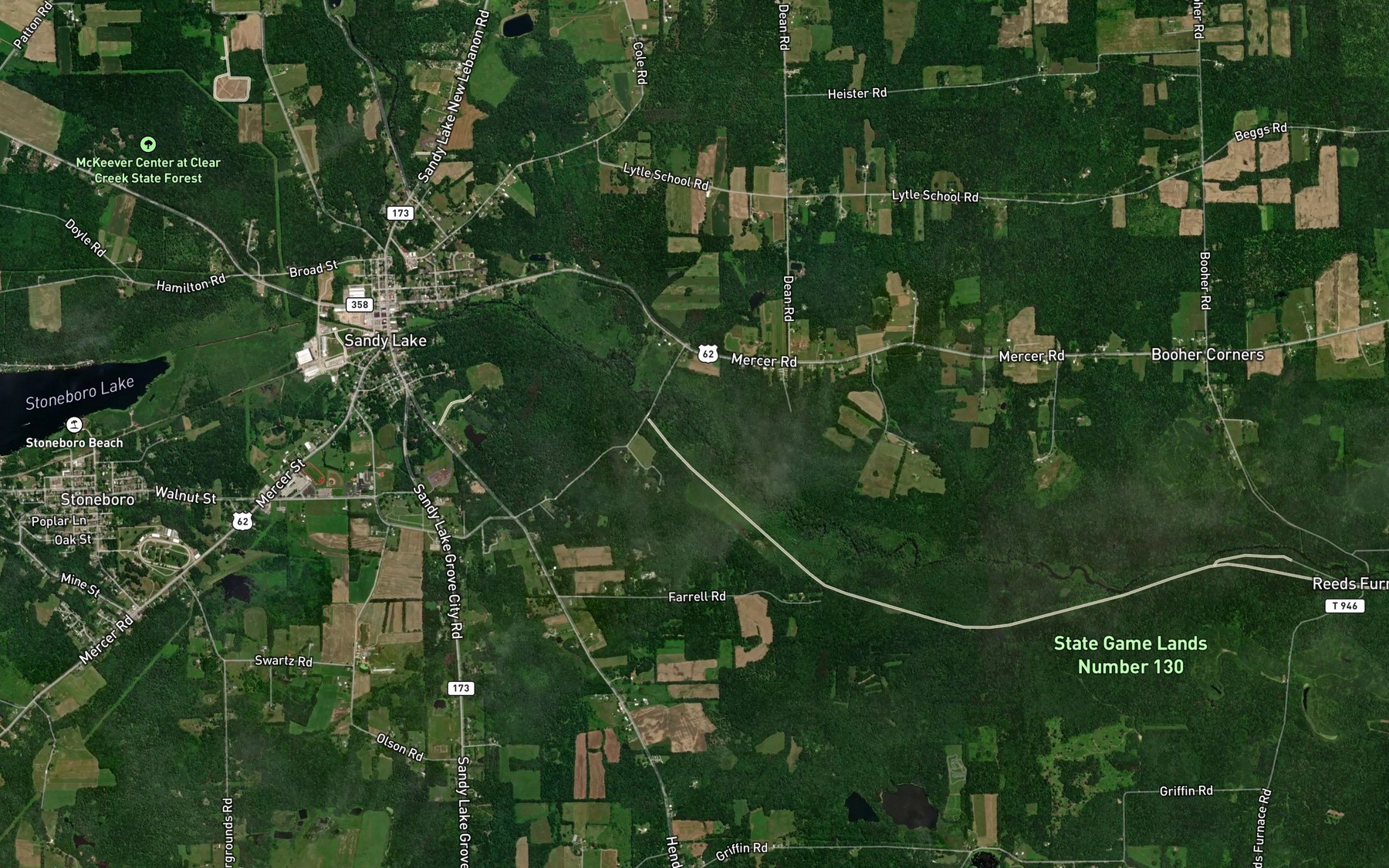 Satellite map of the Butchery Creek