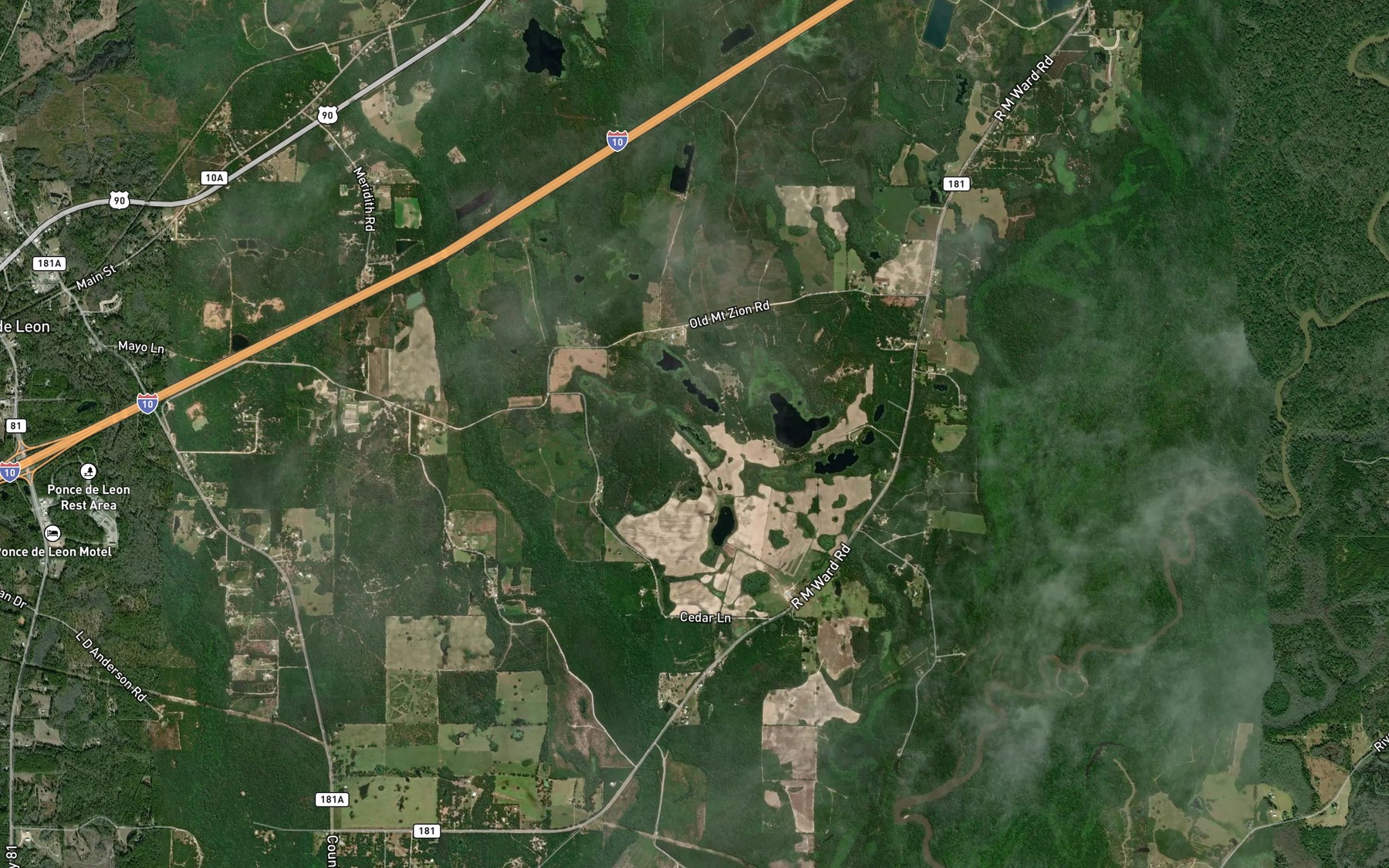 Satellite map of the Tobacco Bed Pond