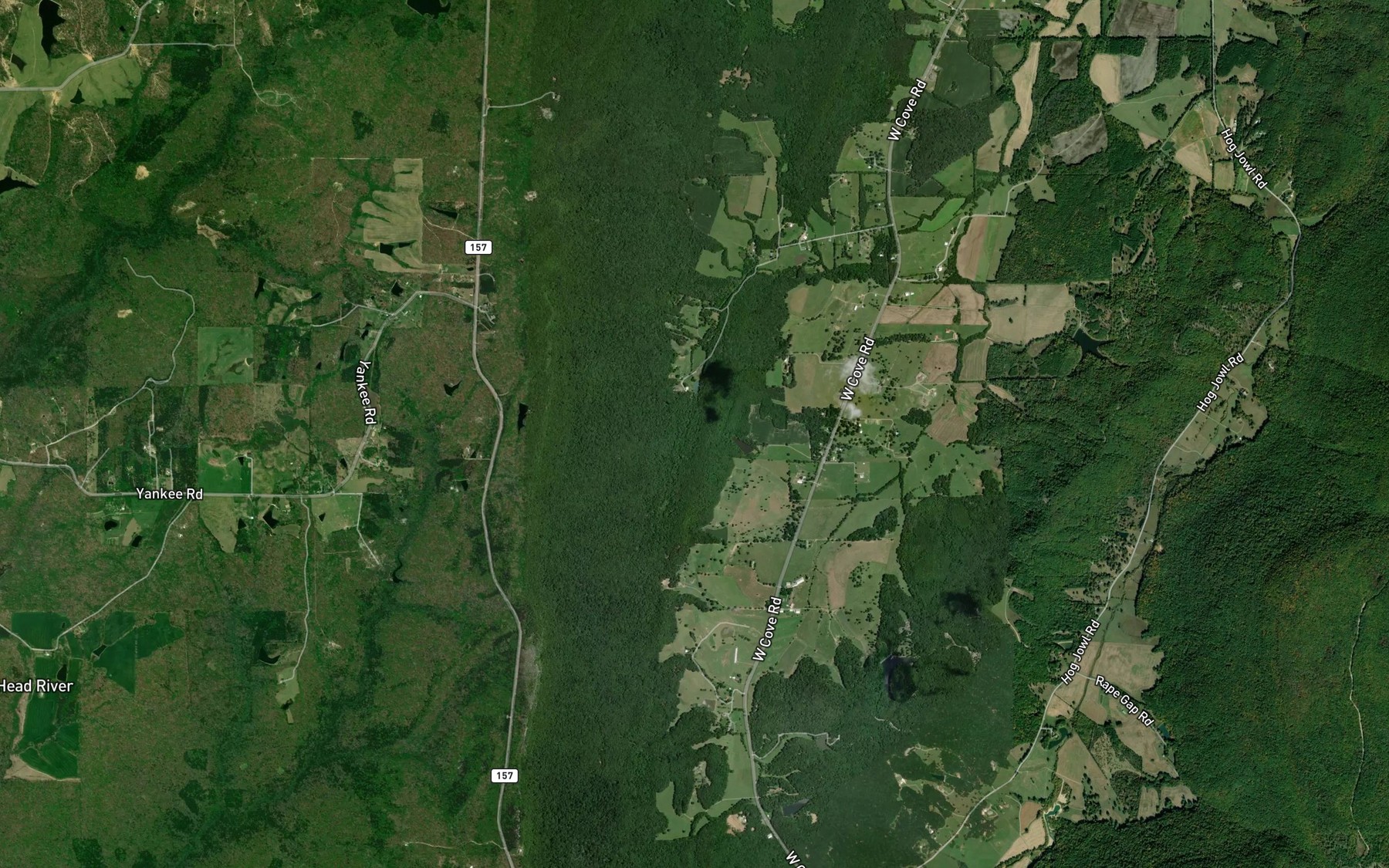 Satellite map of the Milligan Branch
