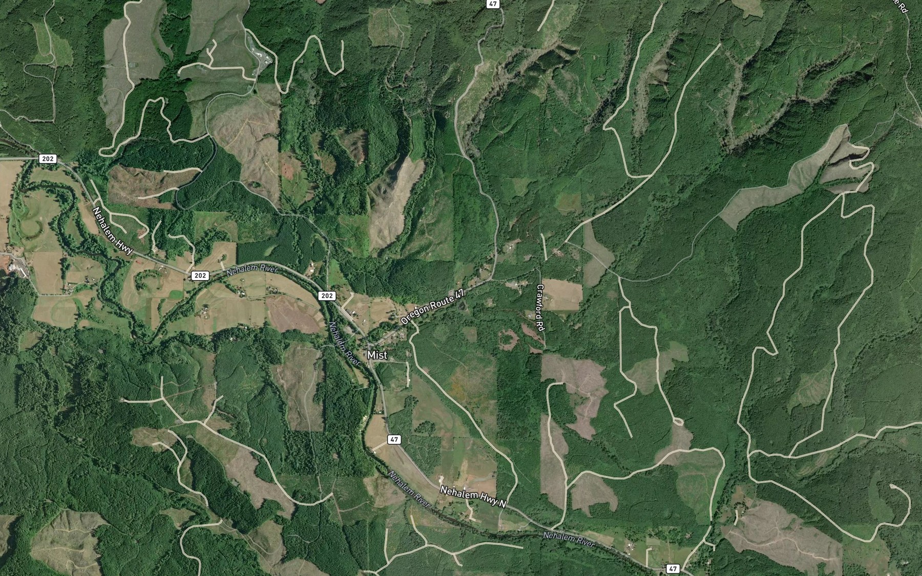 Satellite map of the Eastman Creek