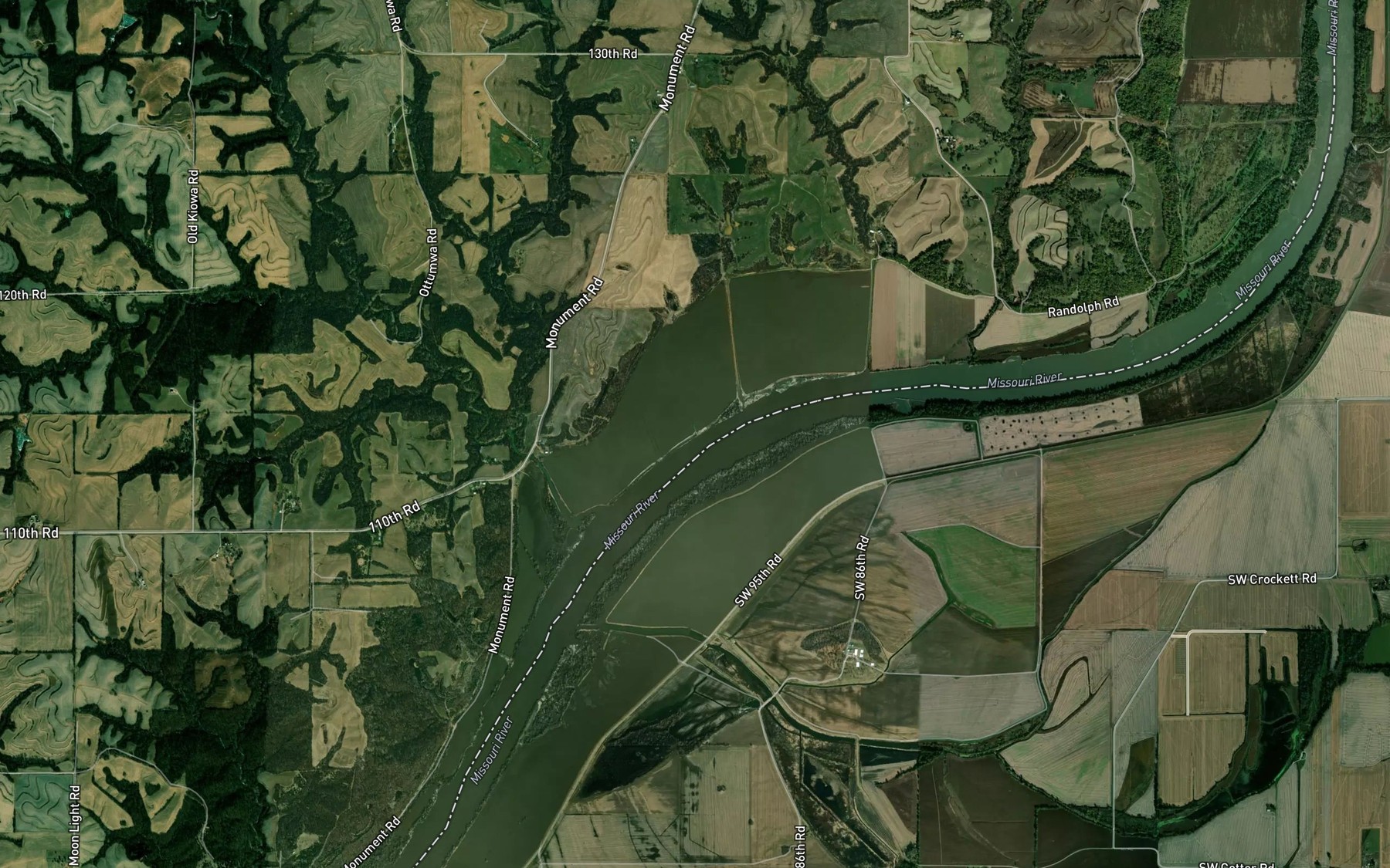 Satellite map of the Brush Creek
