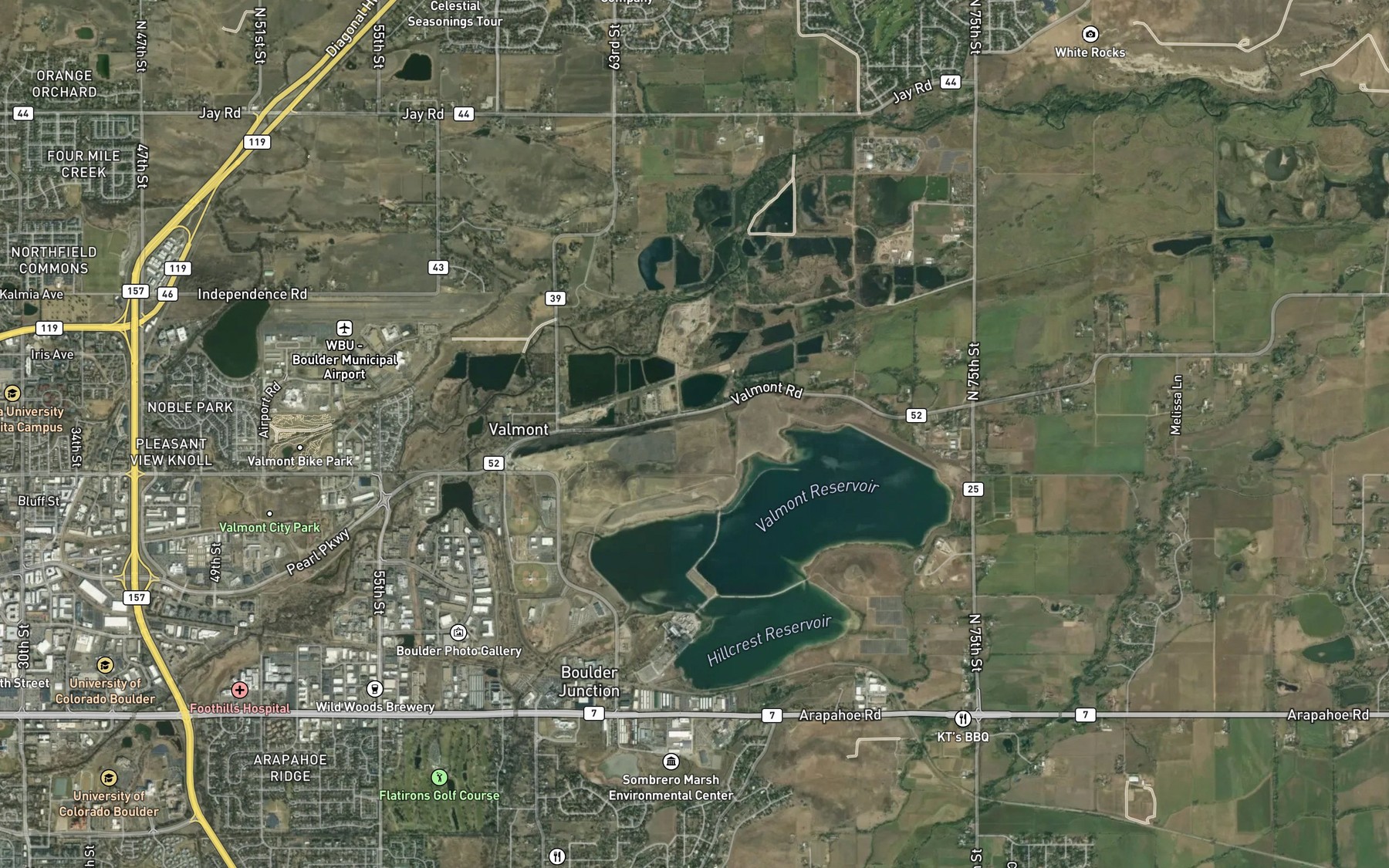 Satellite map of the Saint Joe Reservoir