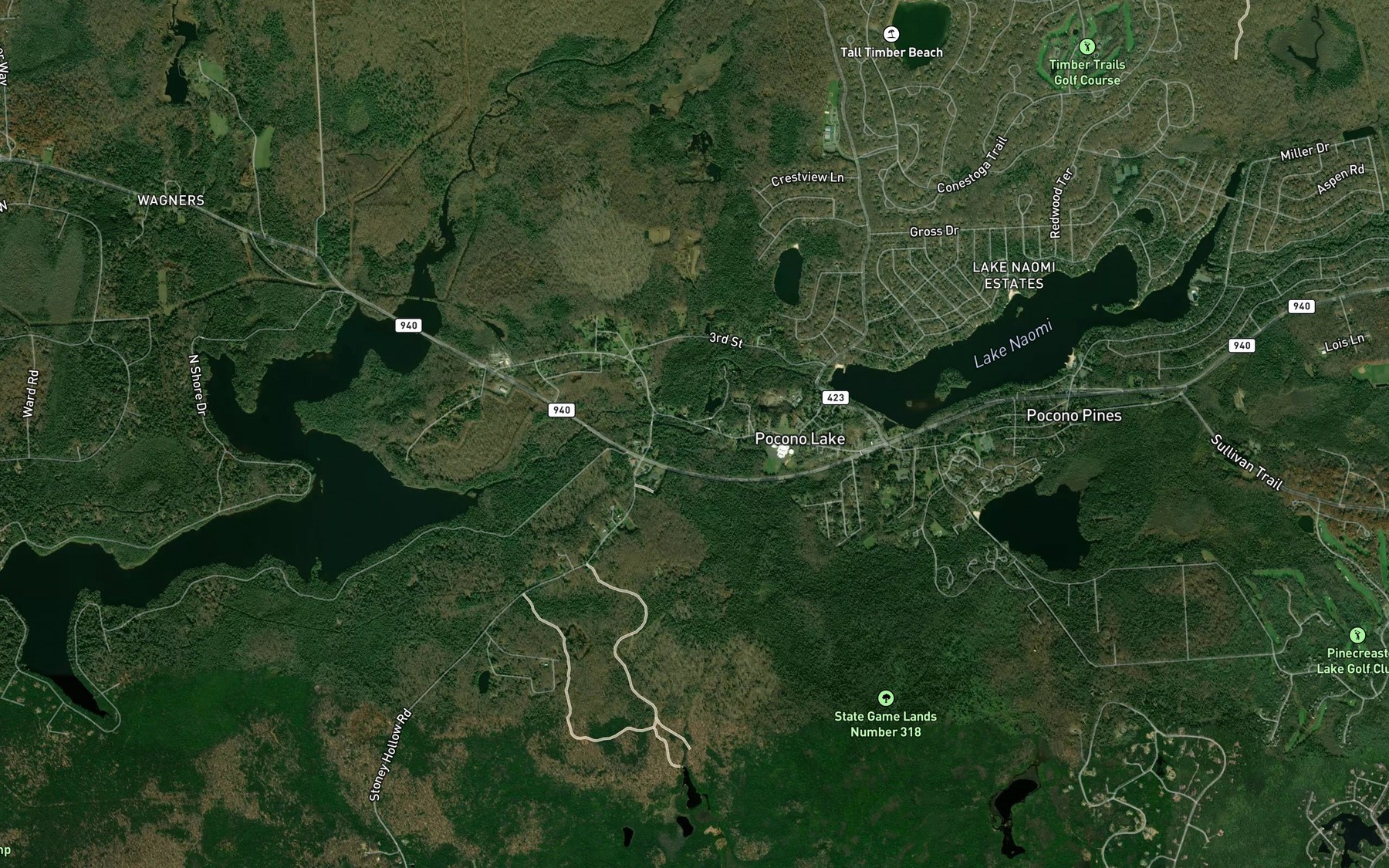 Satellite map of the Beaver Creek