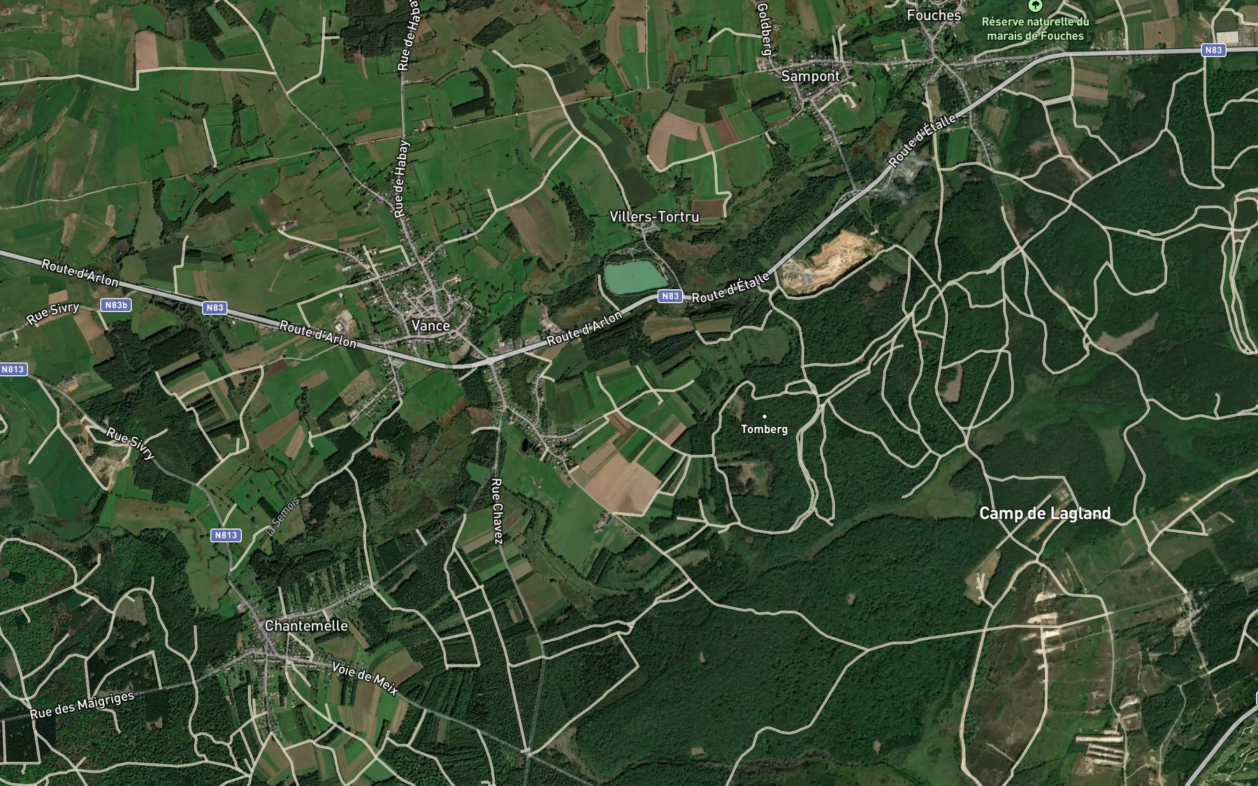 Satellite map of the Ruisseau des Fanges