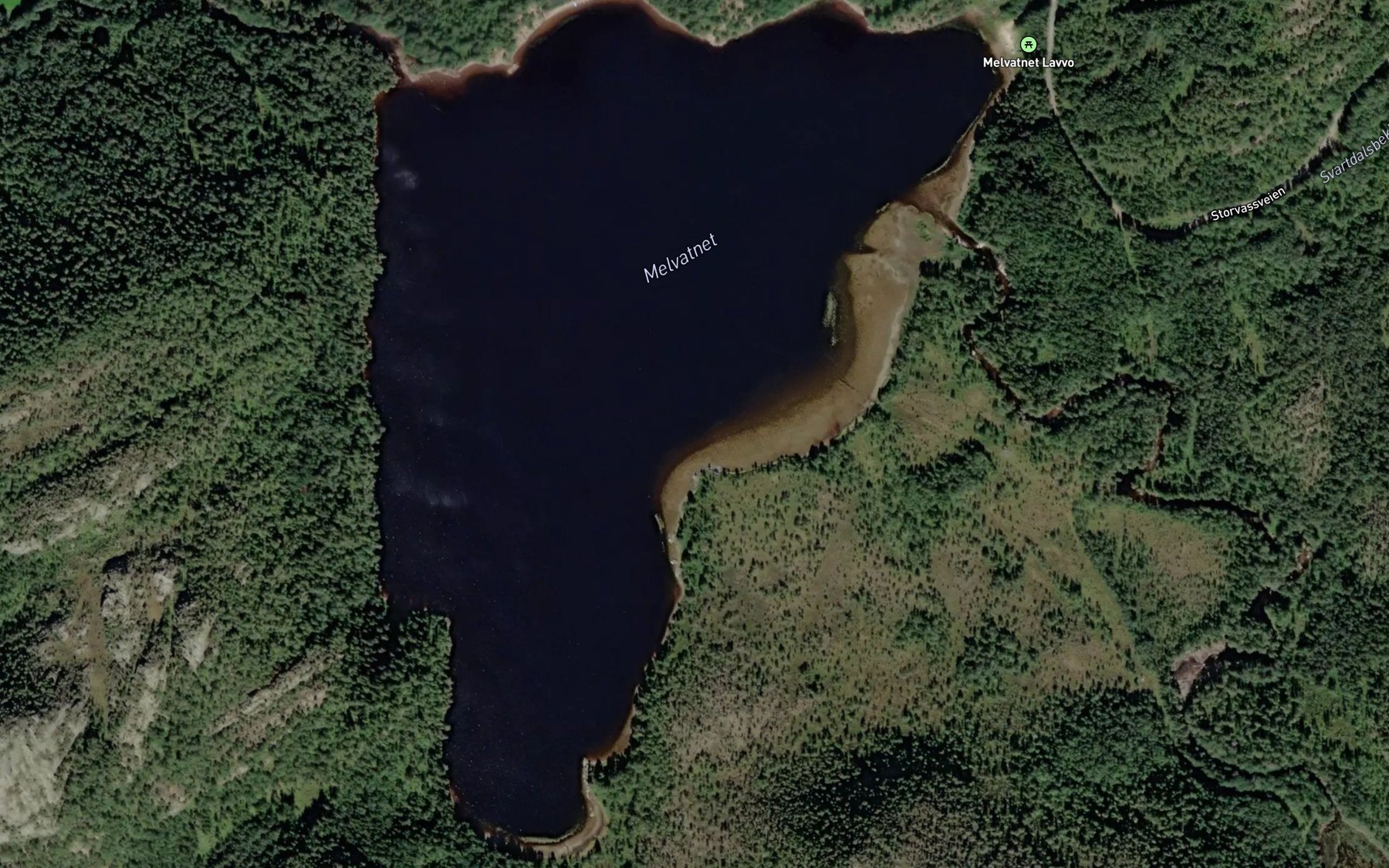 Satellite map of the Melvatnet