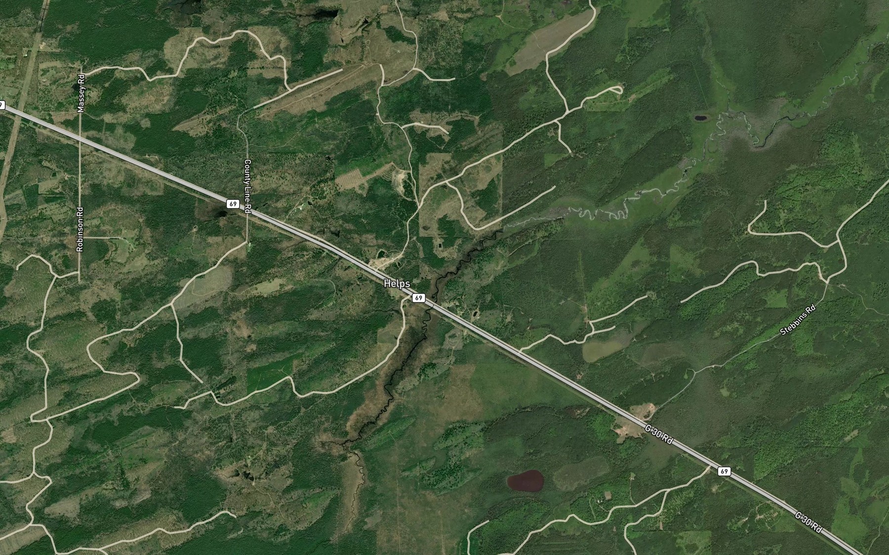 Satellite map of the Helps Creek