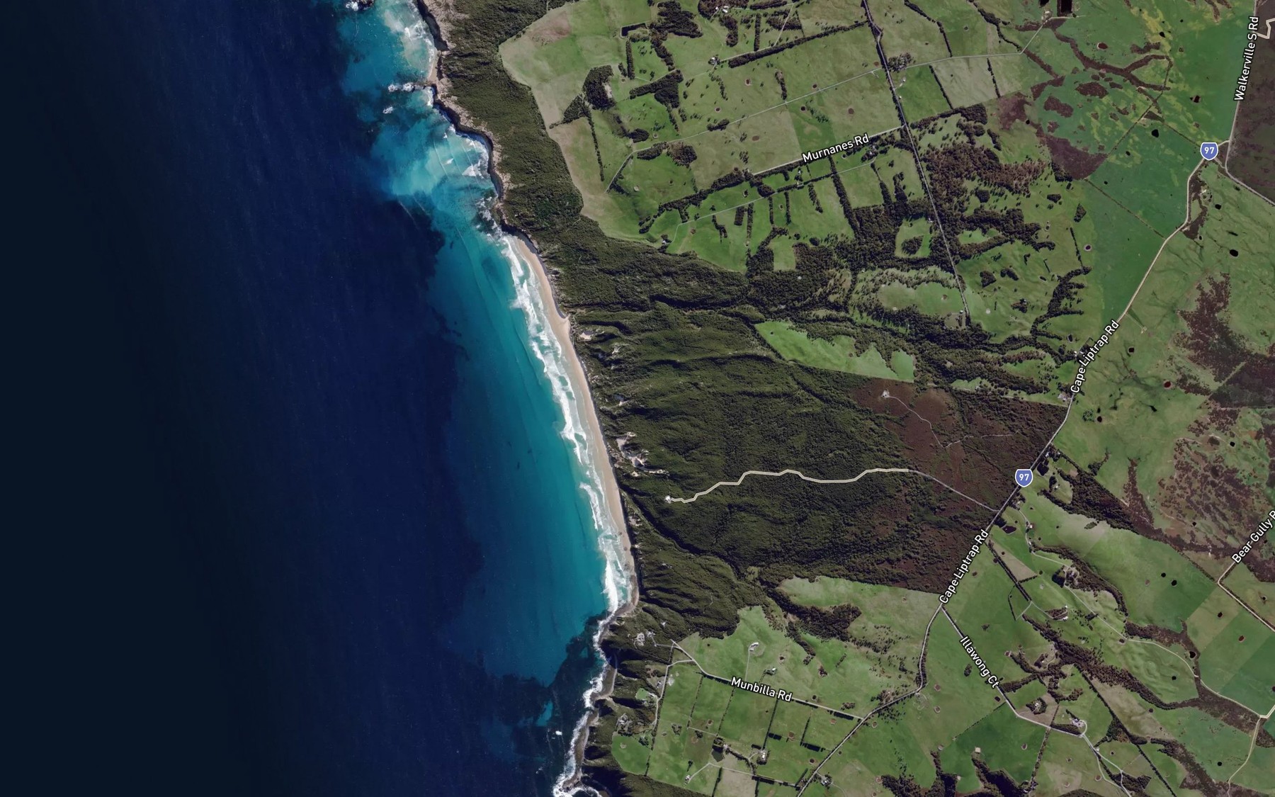 Satellite map of the Morgans Creek