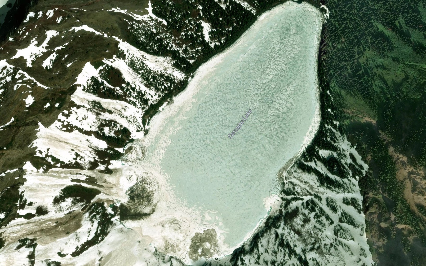 Satellite map of the Carcajou Lake