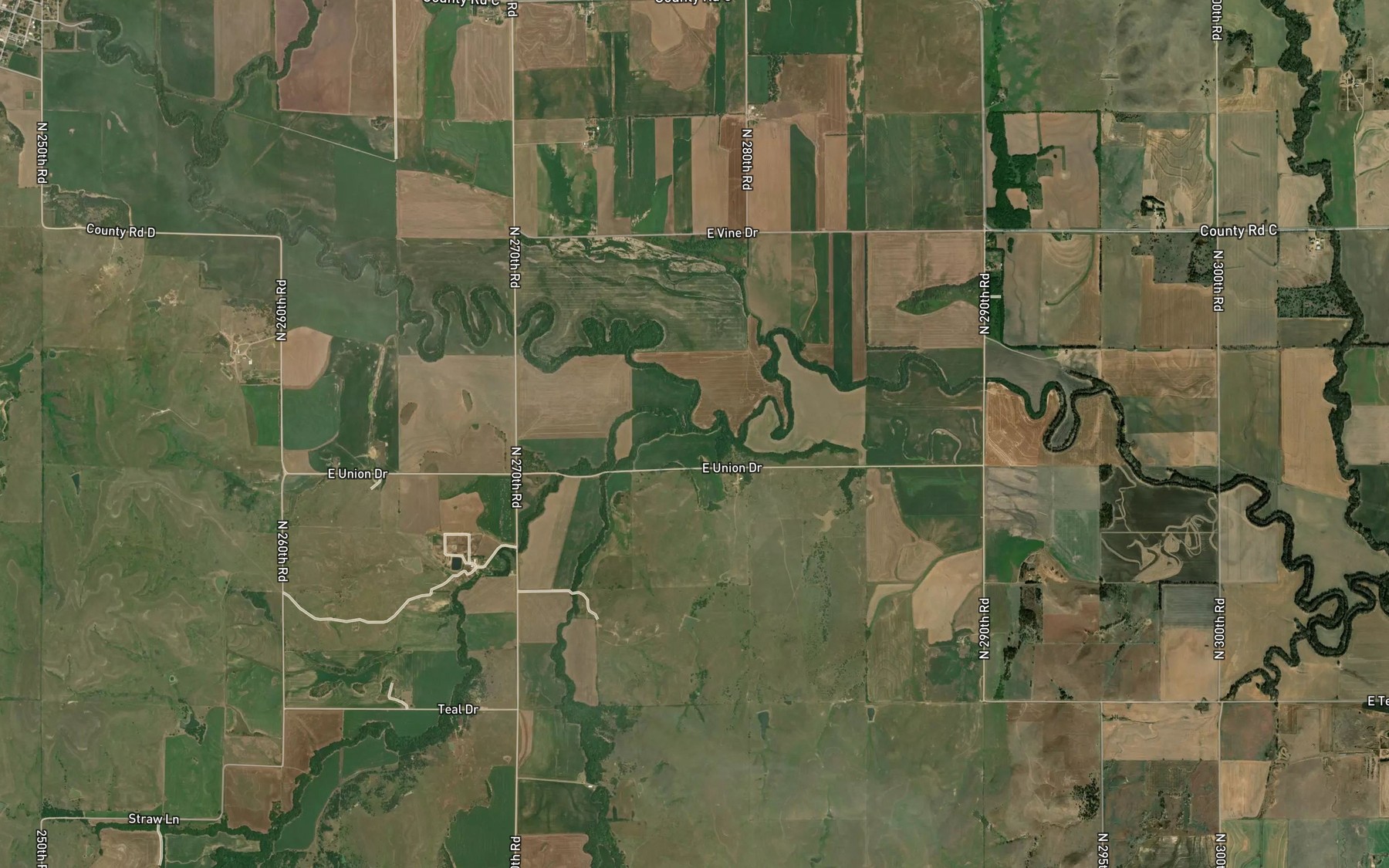 Satellite map of the West Elkhorn Creek
