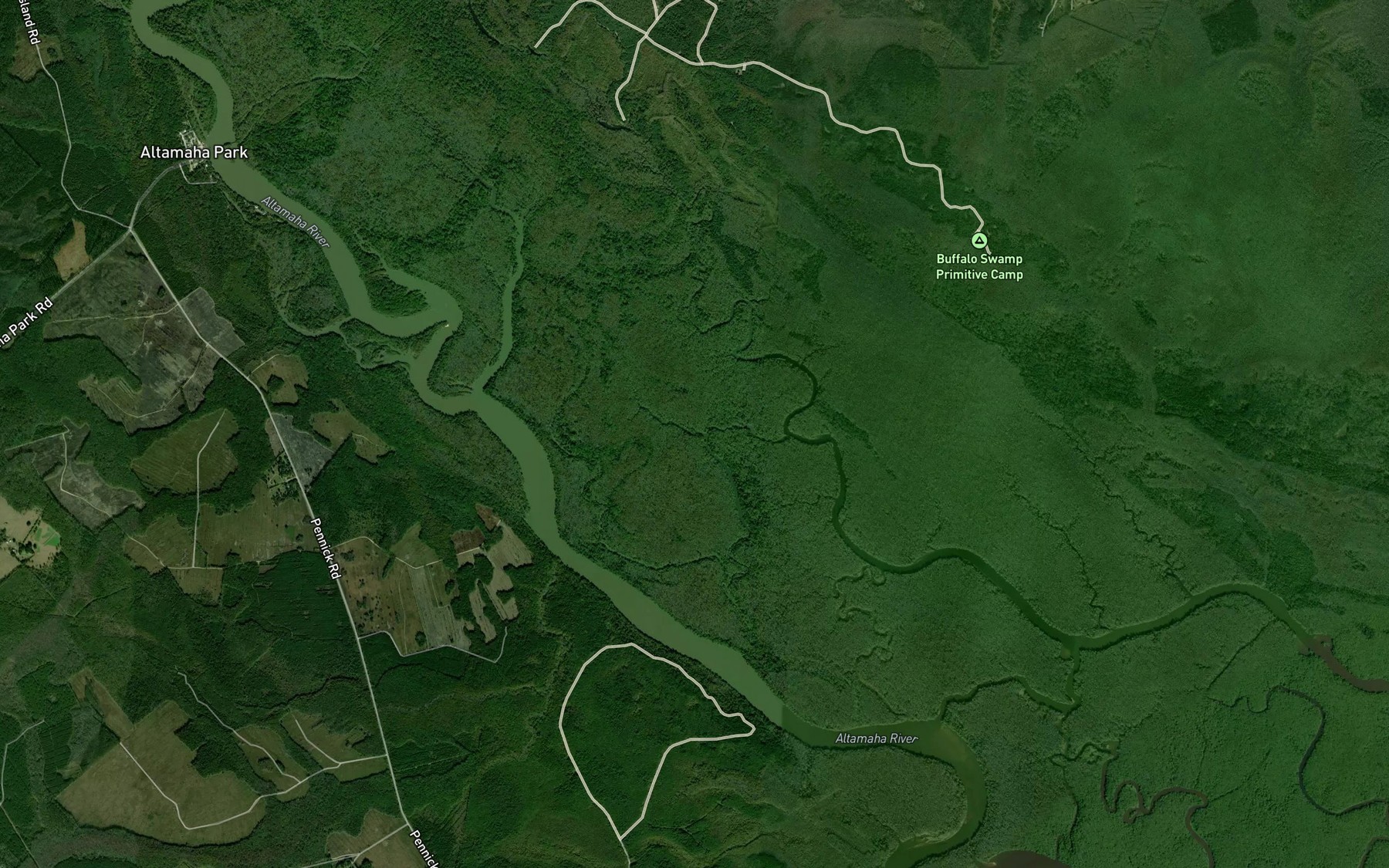 Satellite map of the Big Hornsby Lake