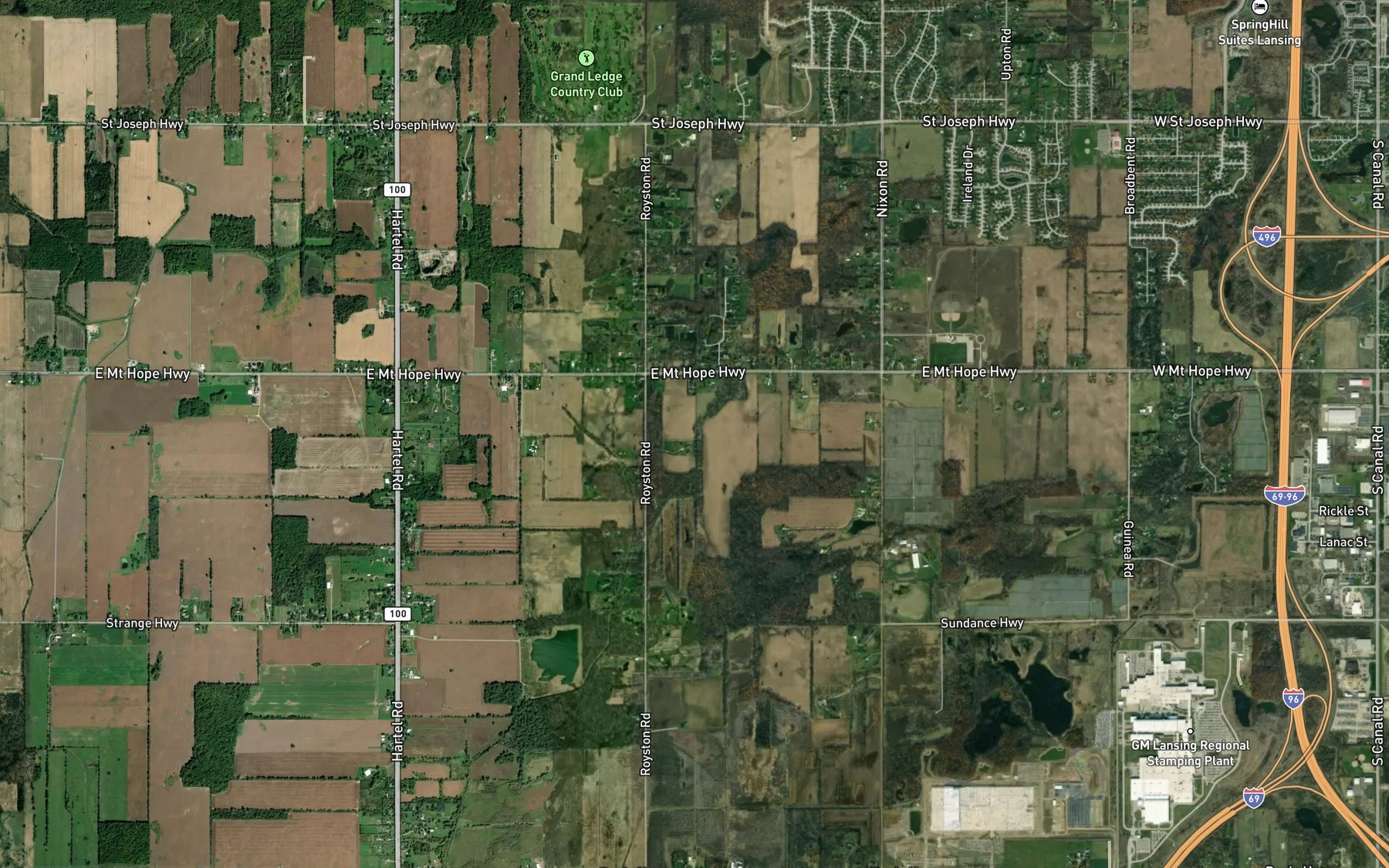 Satellite map of the Munton Drain