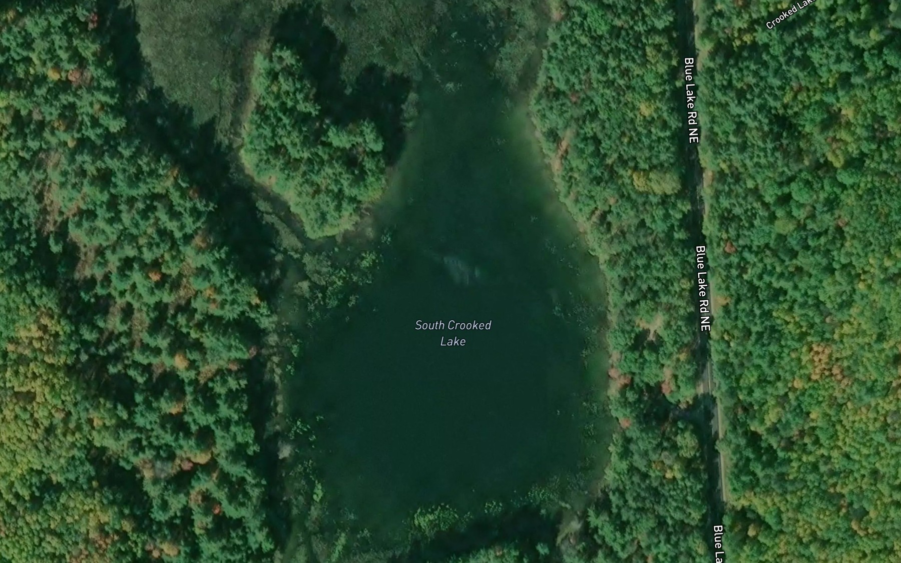 Satellite map of the South Crooked Lake