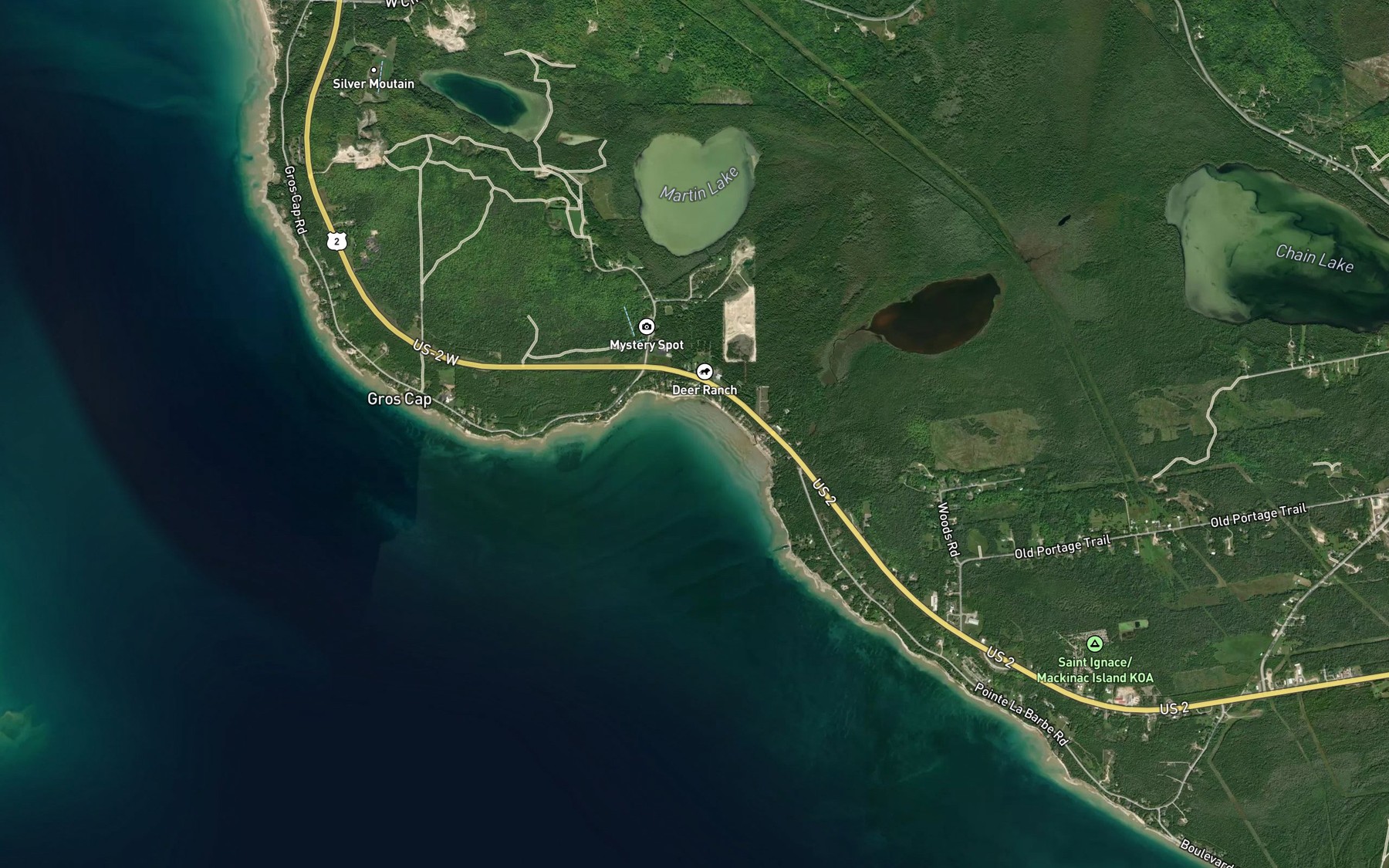 Satellite map of the West Moran Bay