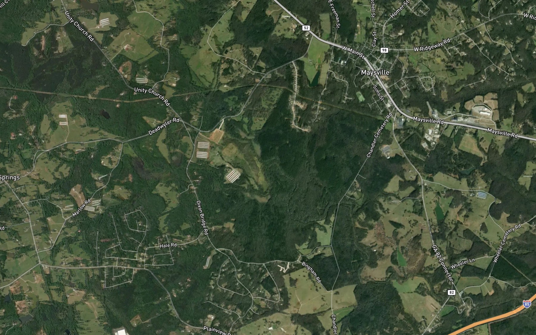 Satellite map of the Candler Creek