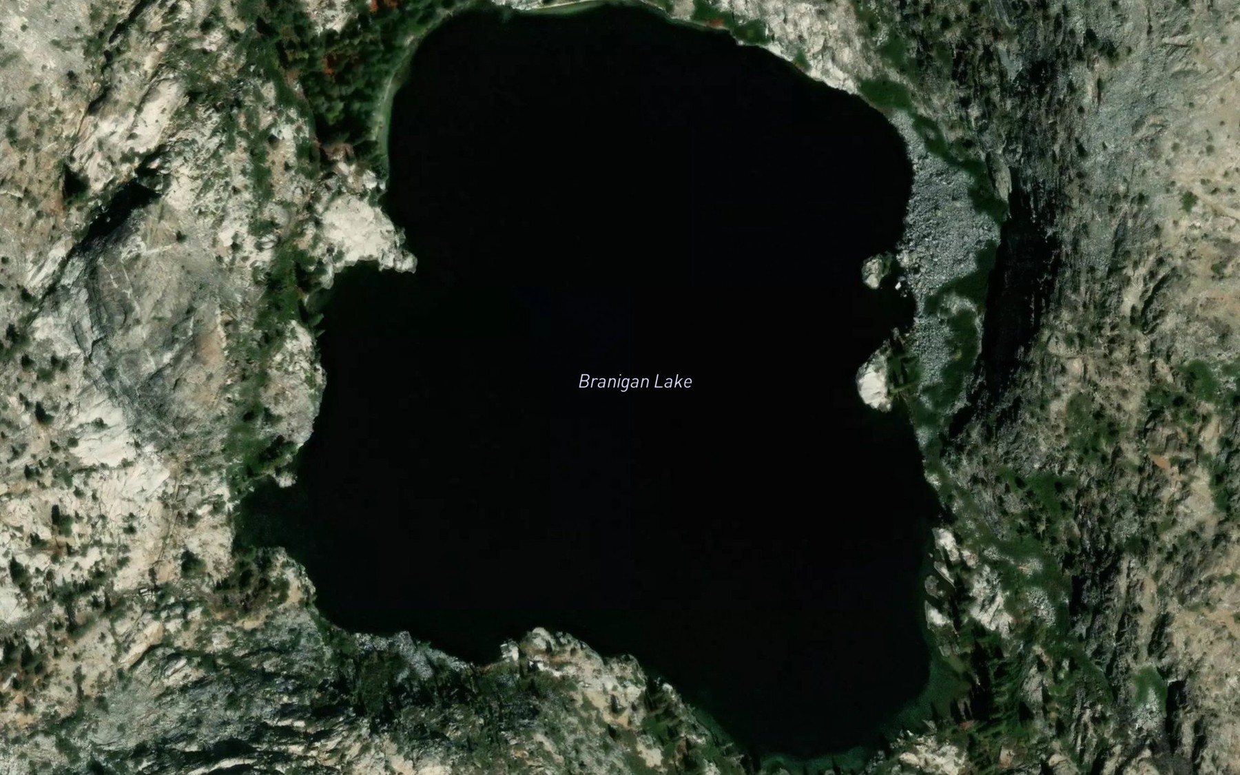 Satellite map of the Branigan Lake