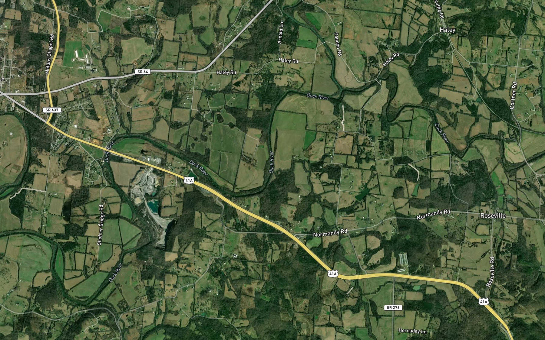 Satellite map of the Thompson Creek