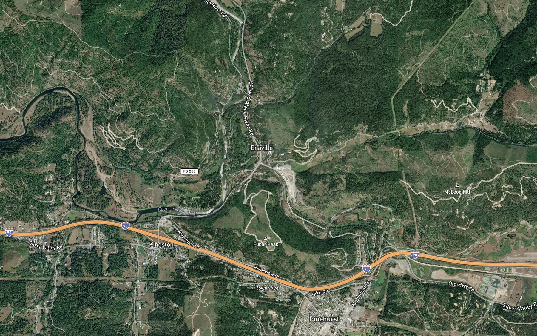 Satellite map of the Bear Creek