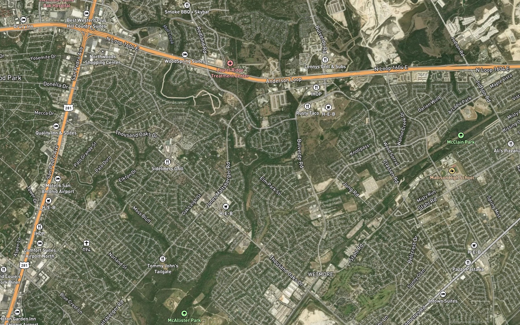 Satellite map of the Elm Creek