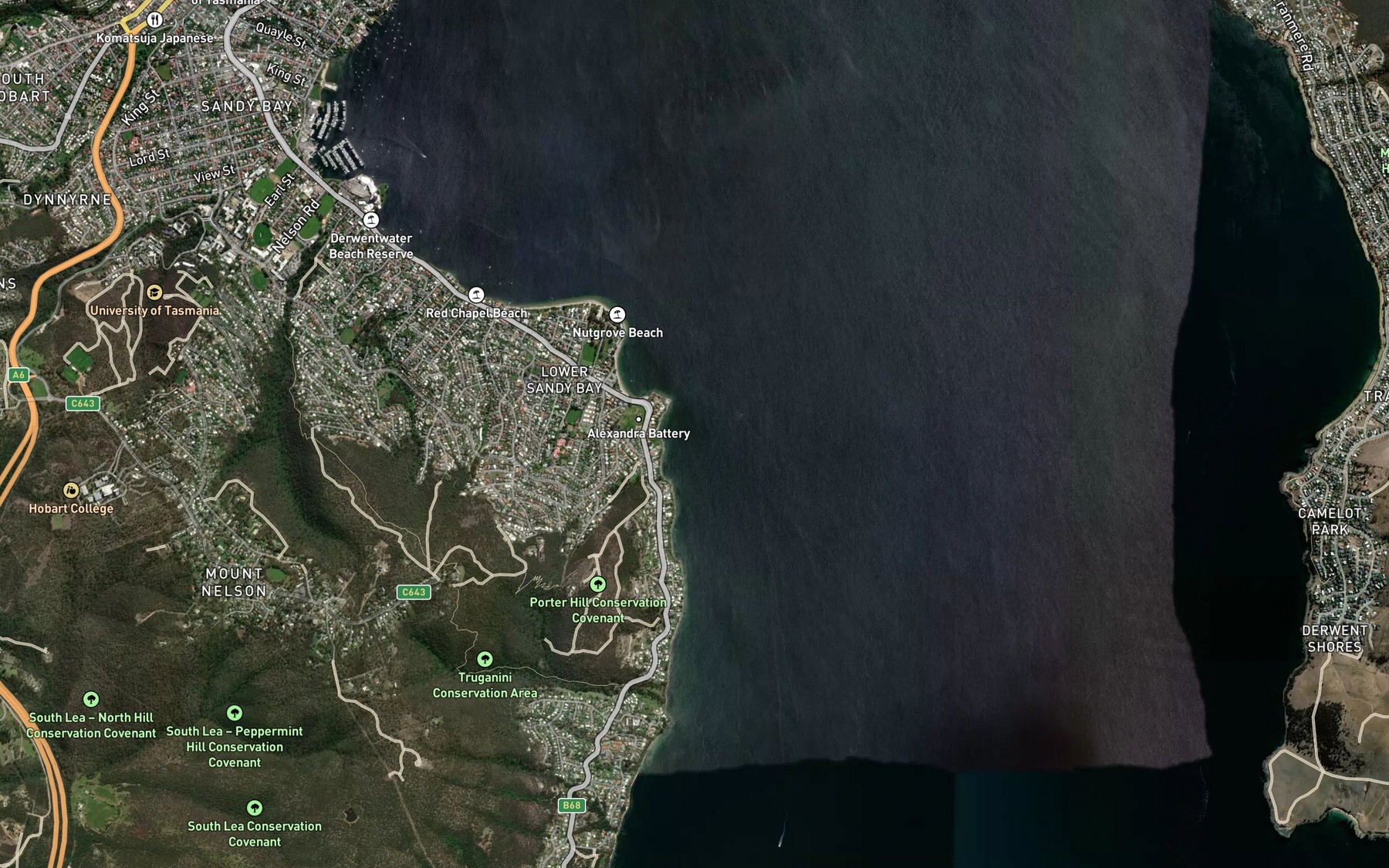 Satellite map of the John Garrow Shoal