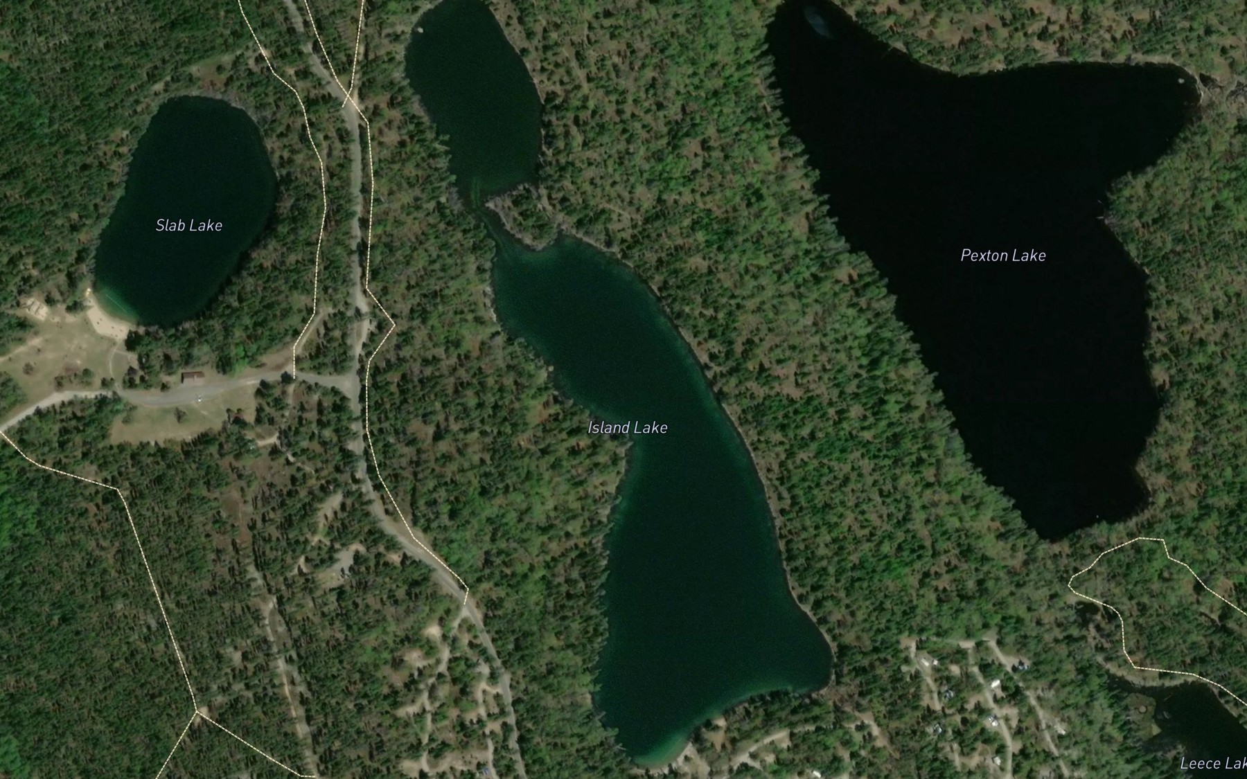 Satellite map of the Island Lake