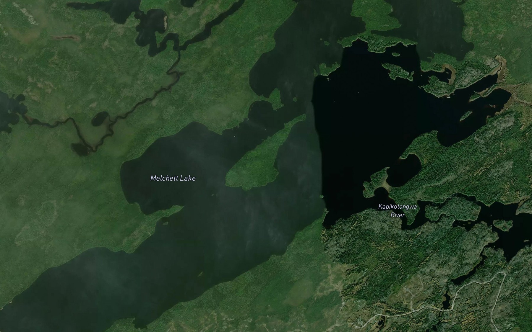 Satellite map of the Melchett Lake