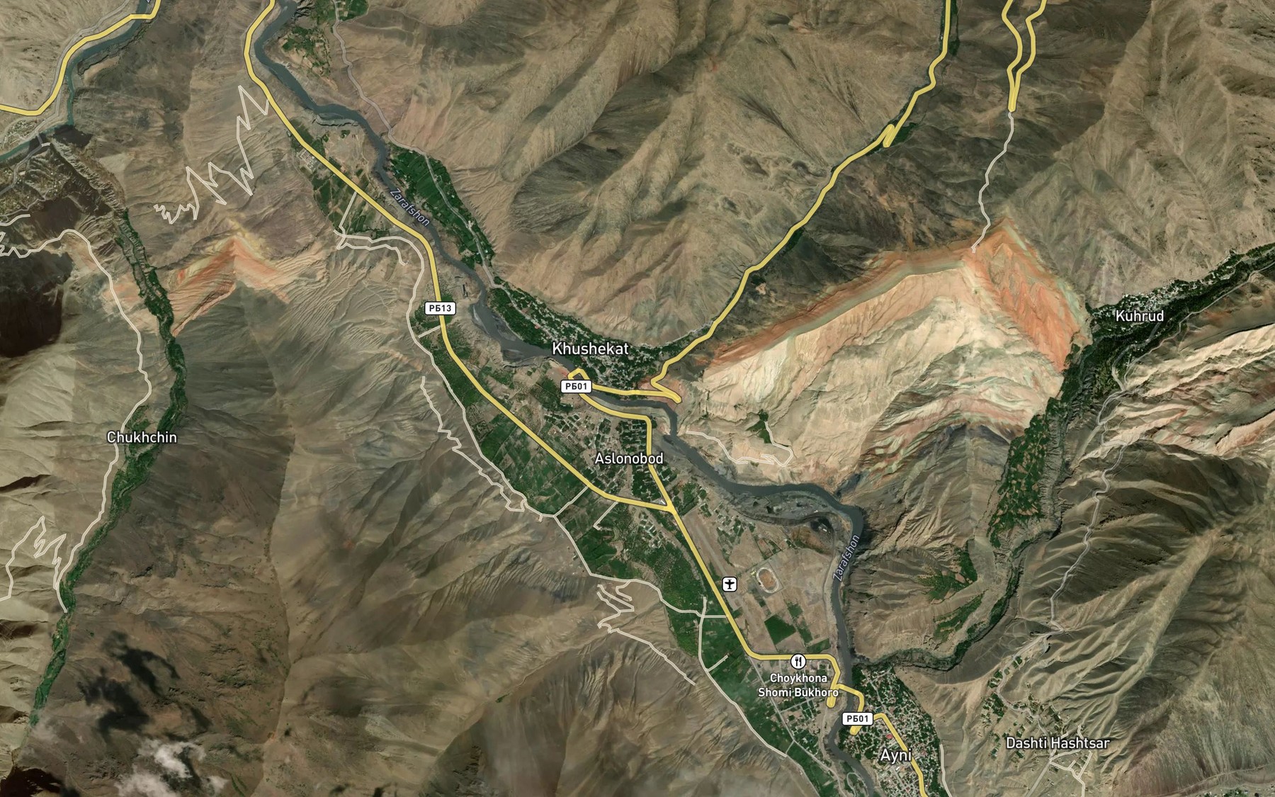Satellite map of the Khushikat