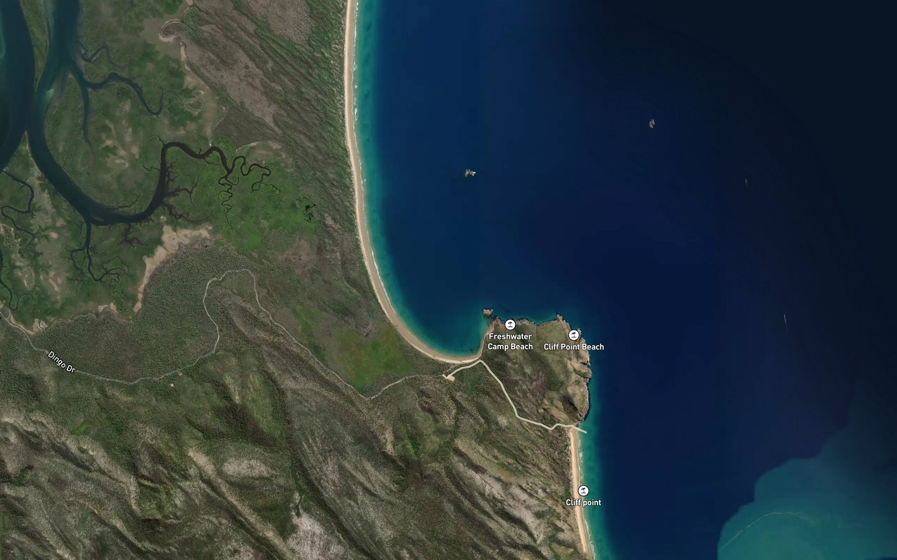 Satellite map of the Freshwater Bay